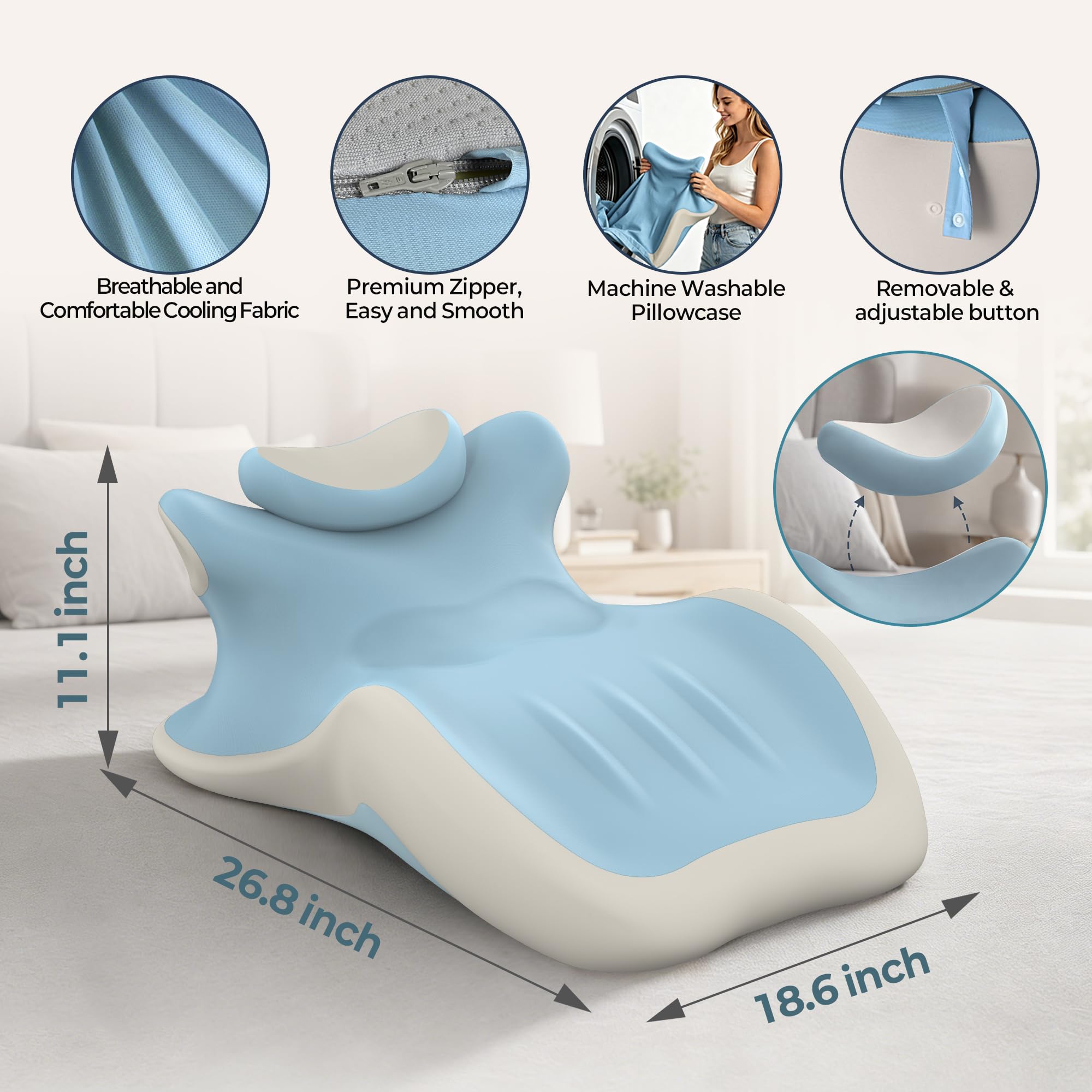Angled Wedge Support Pillow for Neck, Back and Waist