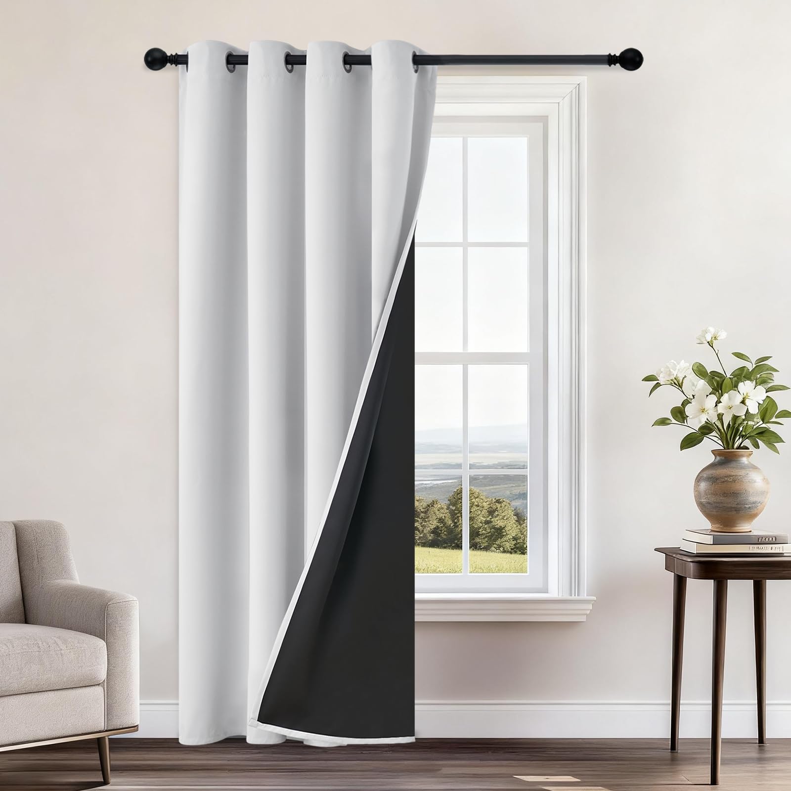 Double-Layer Thermal Blackout Curtain Panels, Pair