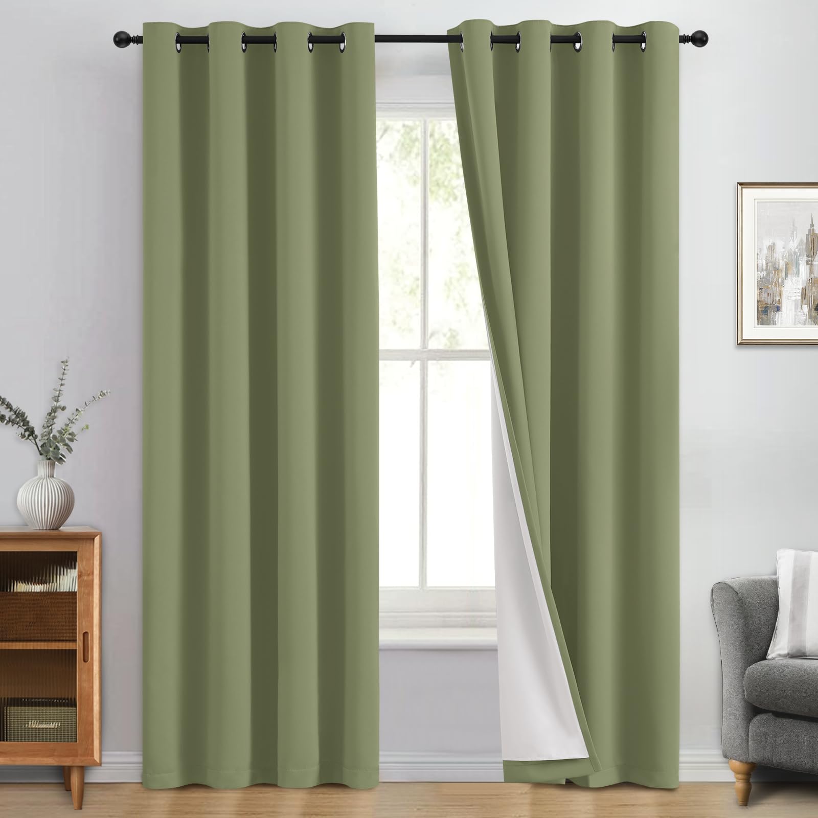 Double-Layer Thermal Blackout Curtain Panels, Pair