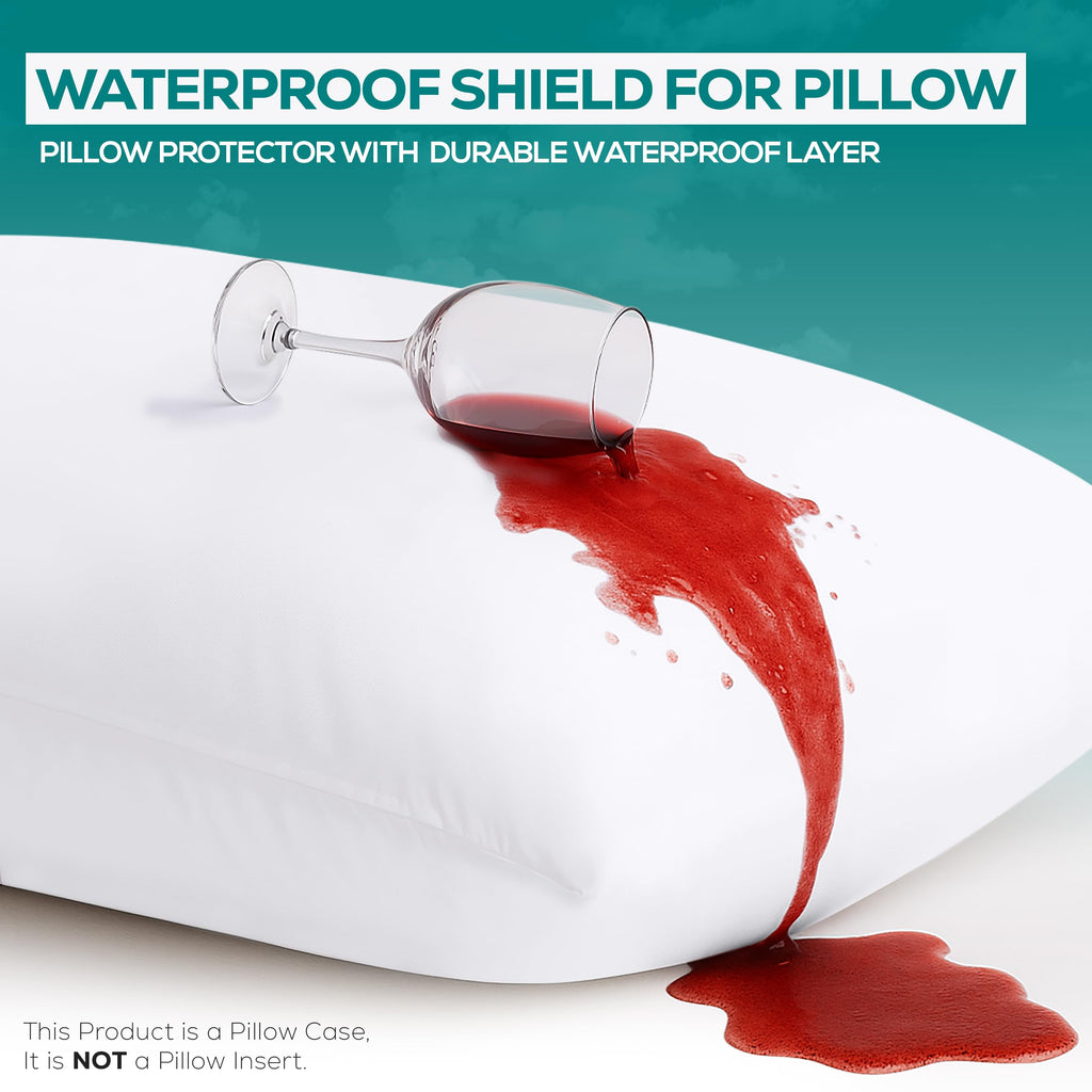 Waterproof Zippered Pillow Protectors, Set of Two