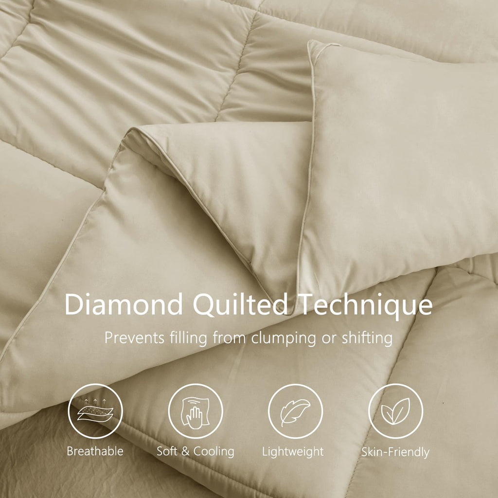 TEXARTIST Comforter Soft Quilted Down Alternative Duvet Insert with Corner Tabs, All Season, 4D Spiral Fiber, Machine Washable
