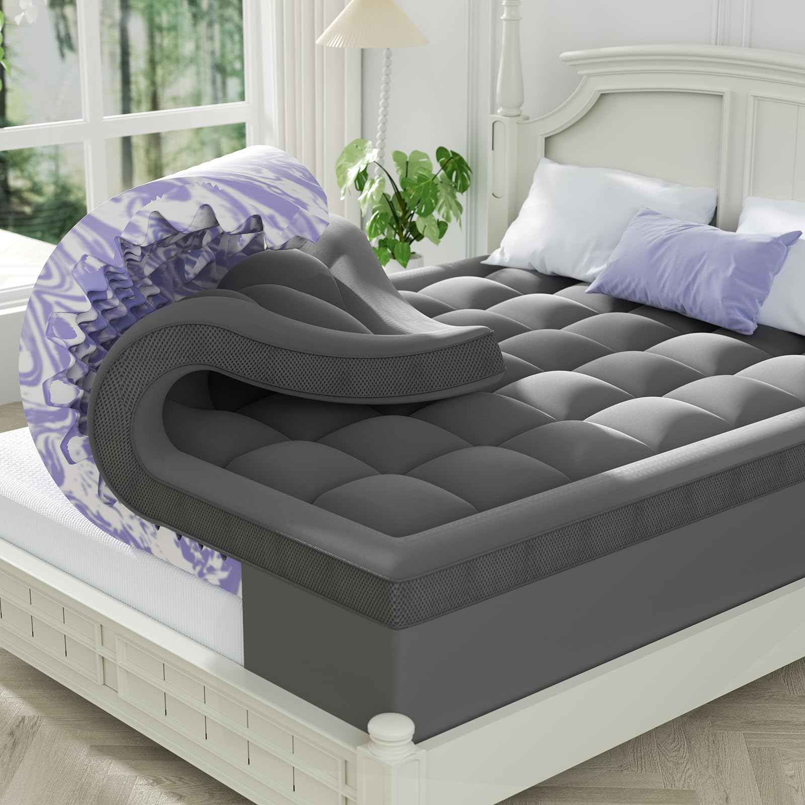 Dual-Layer Memory Foam Mattress Topper, 4-Inch