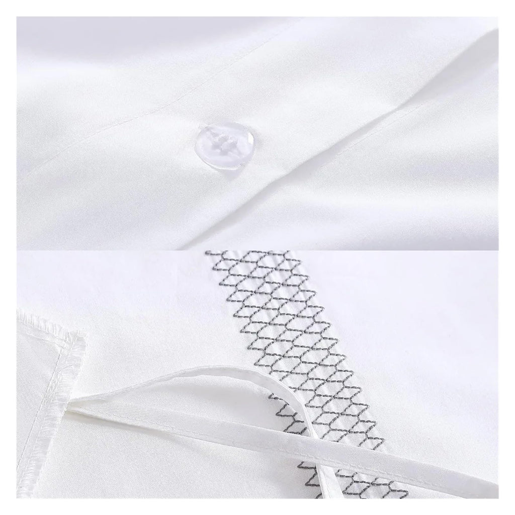 Duvet Cover Set, Designer Cotton Bedding Set, includes Matching Shams with Shams(Lattice Solid White, King) (White Full)