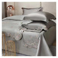 1000TC 100% Cotton Supreme Quality Luxury Bedding Flowers Embroidery Bedding Set Duvet Cover Set Flat/Fitted Bed Sheet Pillowcases (I QUEEN_FITTED)