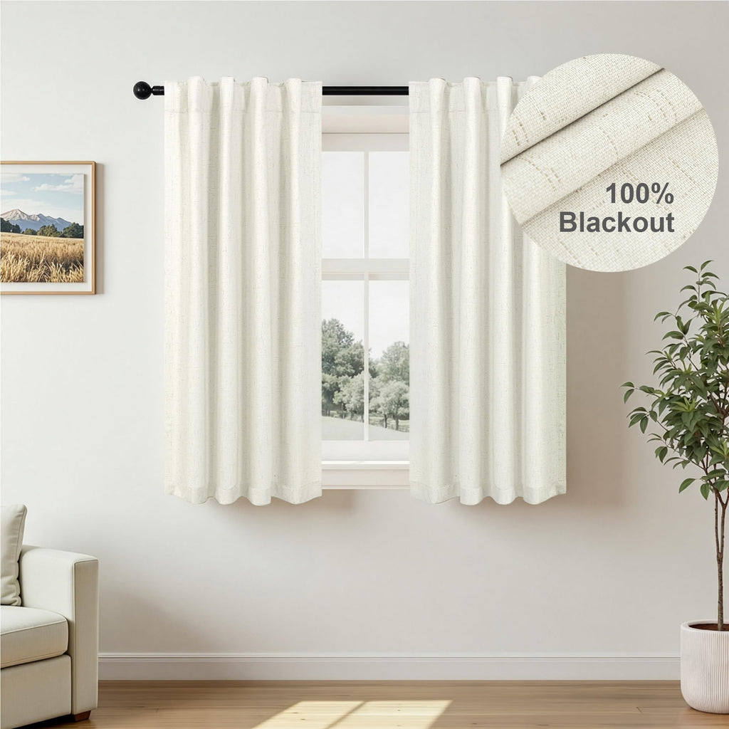 Faux Linen Thermal Blackout Curtains for Bedroom