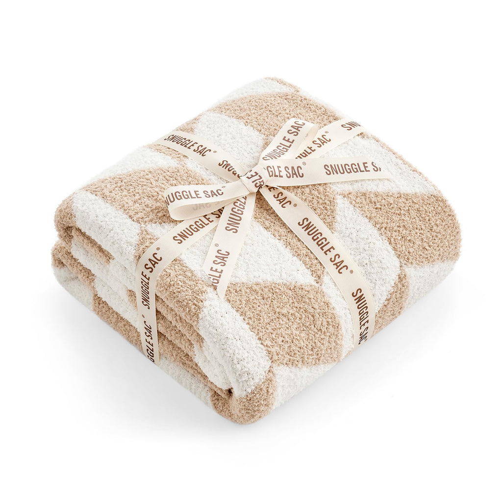 Snuggle Sac Heather Throw Blanket for Couch, Reversible Super Soft Blankets Warm Cozy Knit Fuzzy Plush Lightweight for Sofa, Bed, Camping, Picnic