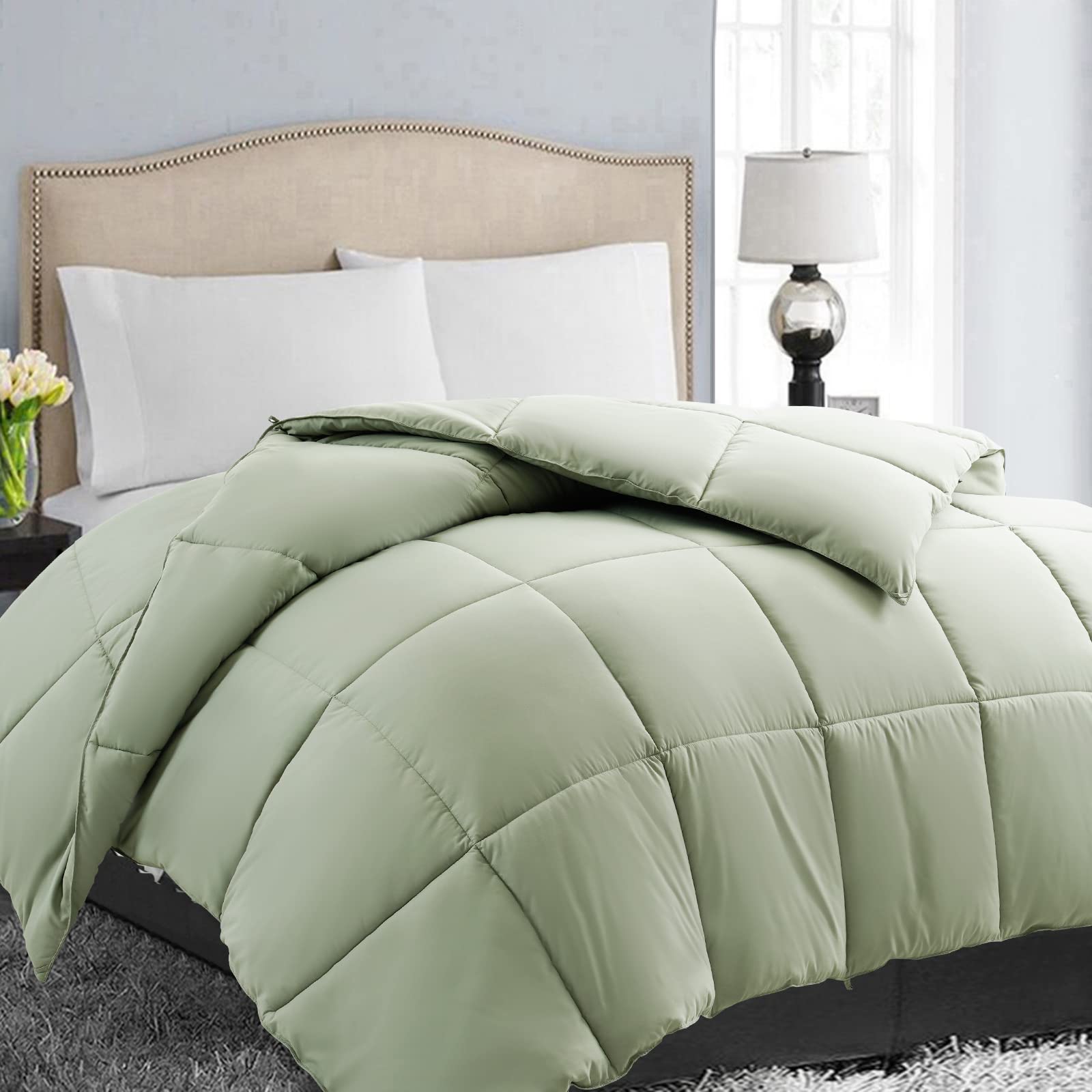 EASELAND Down Alternative Comforter - Quilted Duvet Insert for All Seasons, Soft Lightweight with Corner Tabs, Summer Winter Warm Bedding