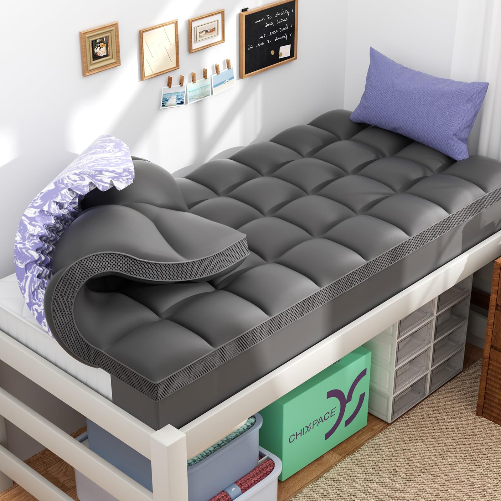 Dual-Layer Memory Foam Mattress Topper, 4-Inch