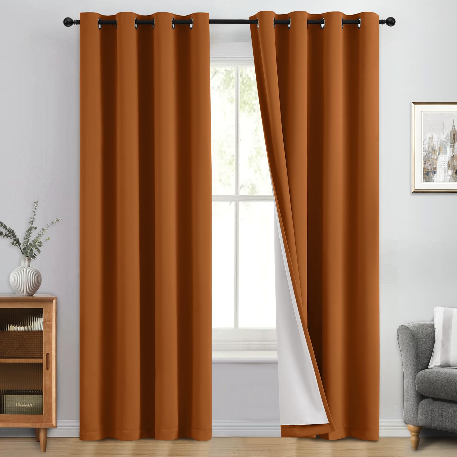 Double-Layer Thermal Blackout Curtain Panels, Pair