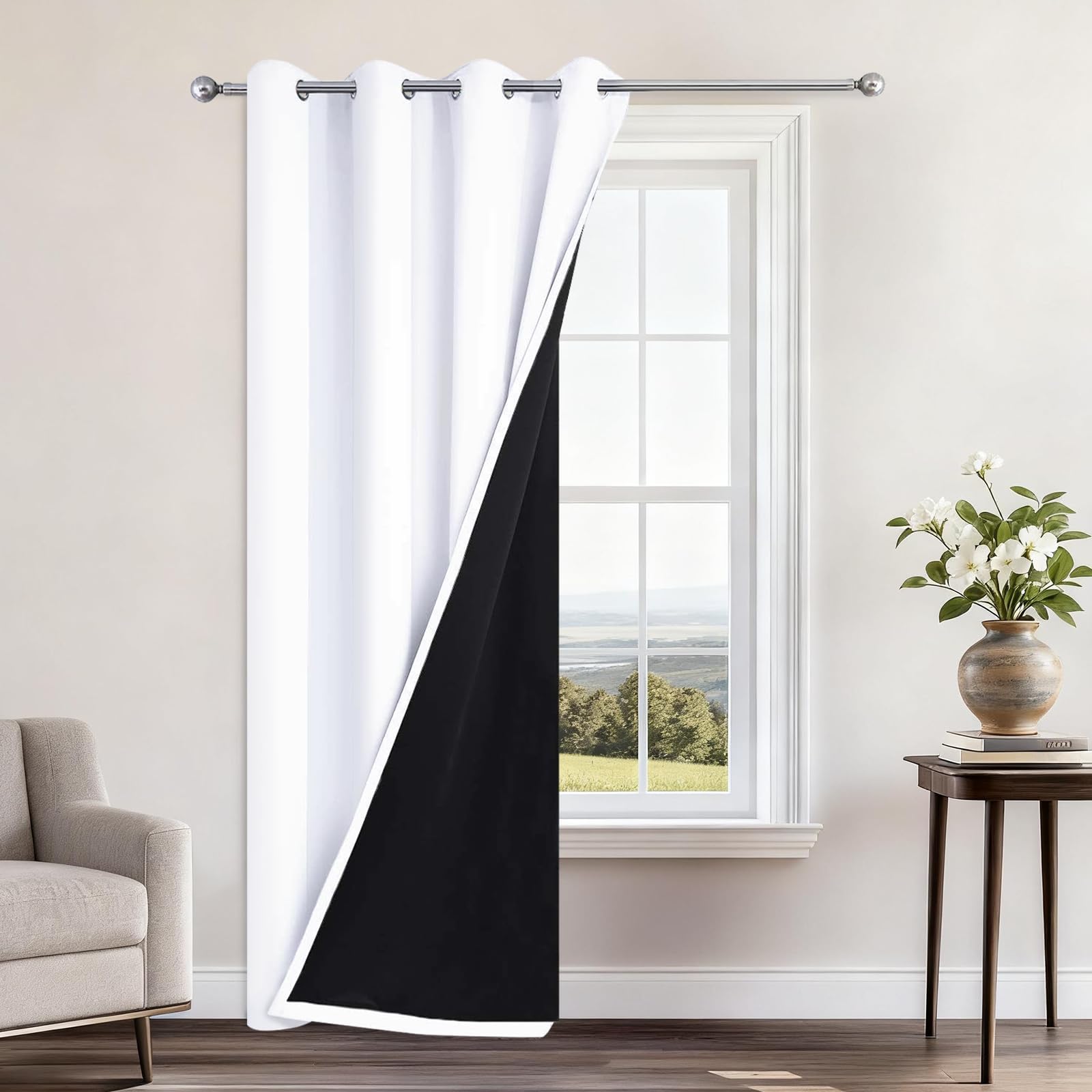 Double-Layer Thermal Blackout Curtain Panels, Pair