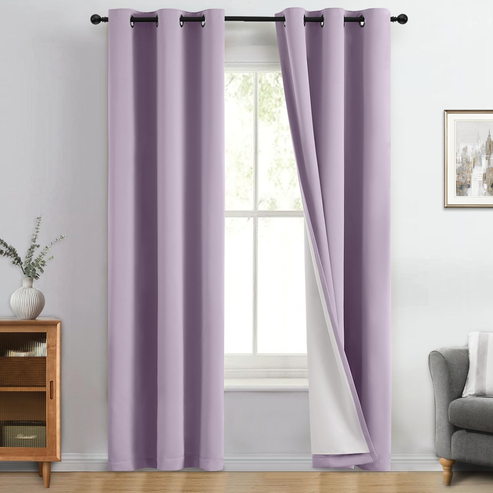 Double-Layer Thermal Blackout Curtain Panels, Pair
