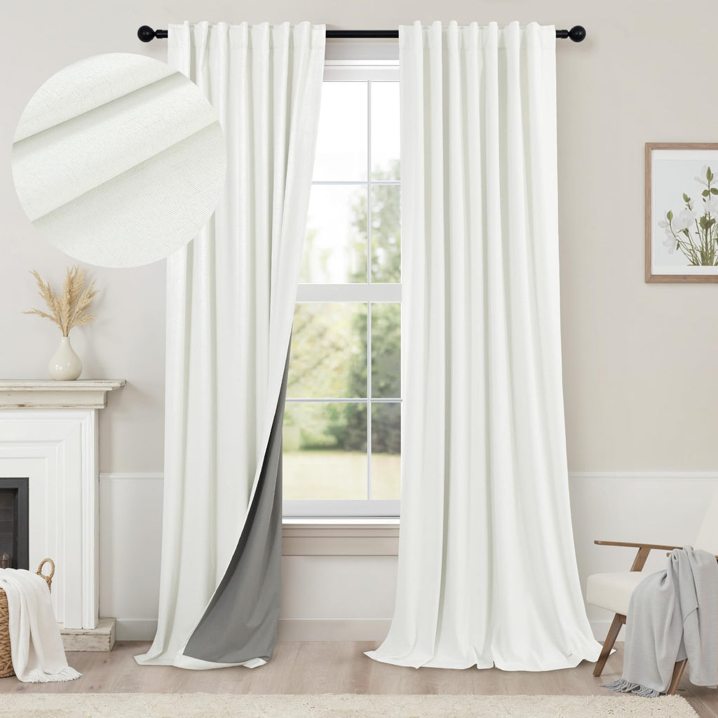 Faux Linen Thermal Blackout Curtains for Bedroom