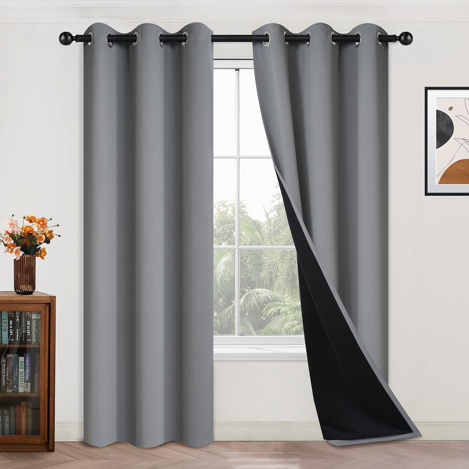 Double-Layer Thermal Blackout Curtain Panels, Pair