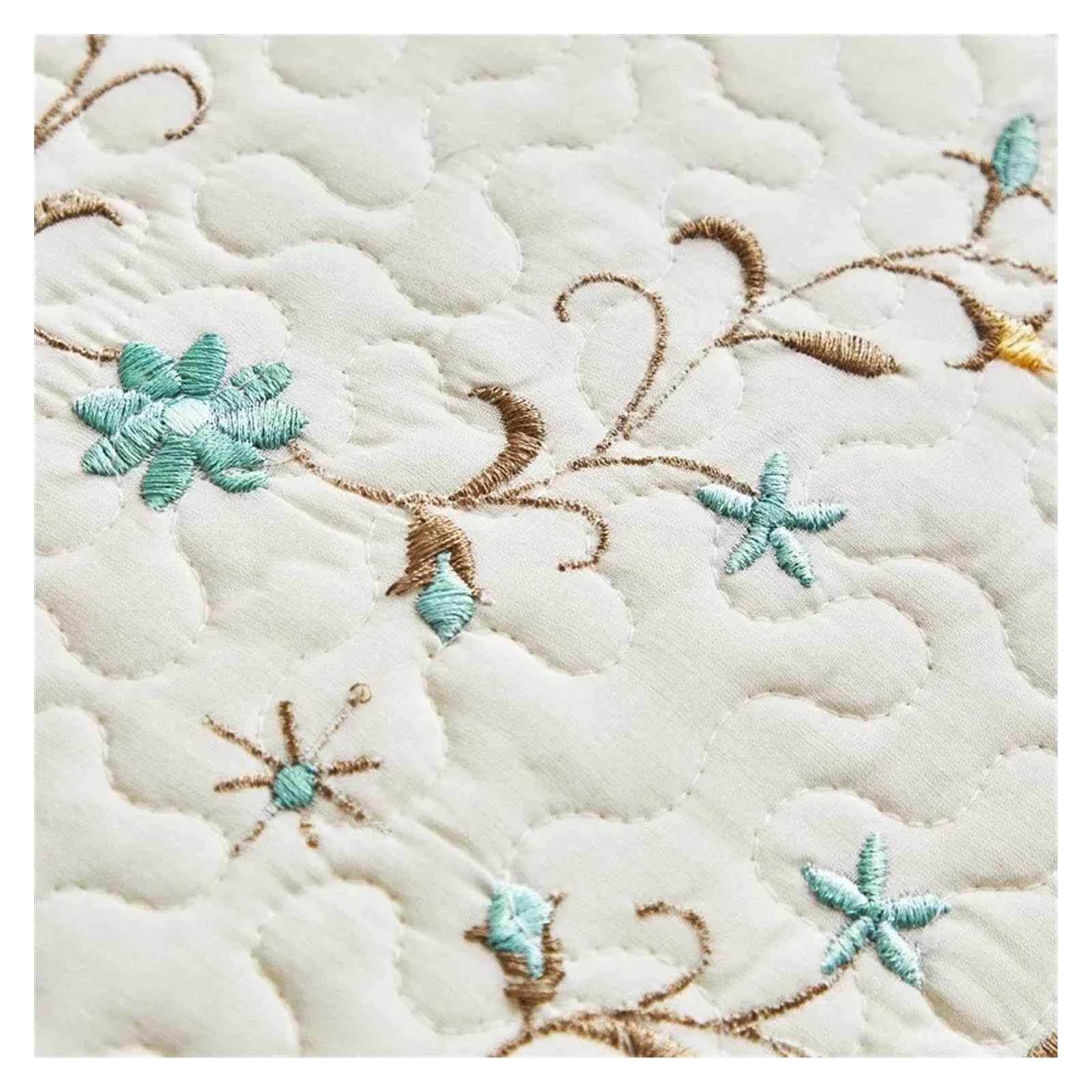 QDKVTNDJZ 3Pcs Embroidered Cotton Quilt Set Bedspread On The Bed Solid Color Coverlet King Queen Size Quilted Cover Comforter