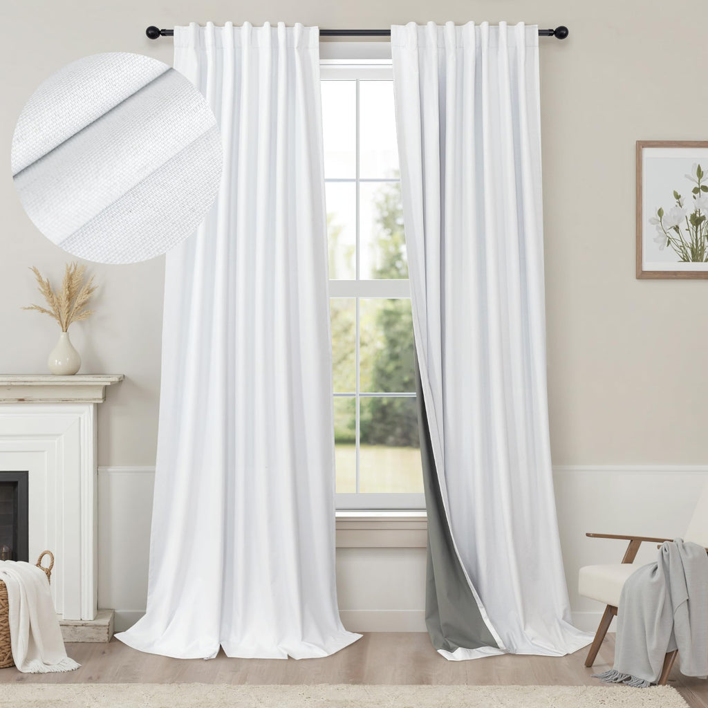 Faux Linen Thermal Blackout Curtains for Bedroom