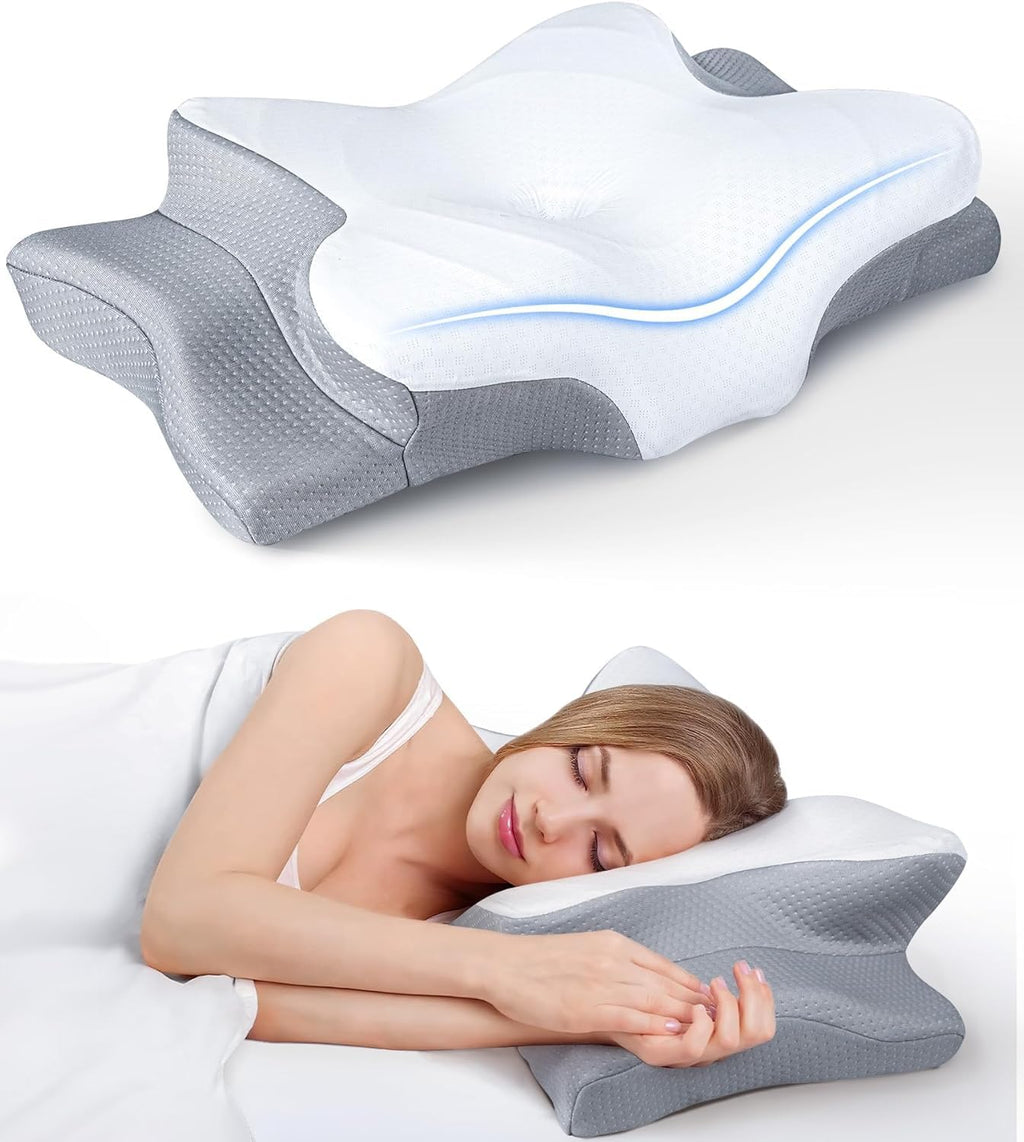 Ergonomic Cooling Cervical Memory Foam Neck Pillow