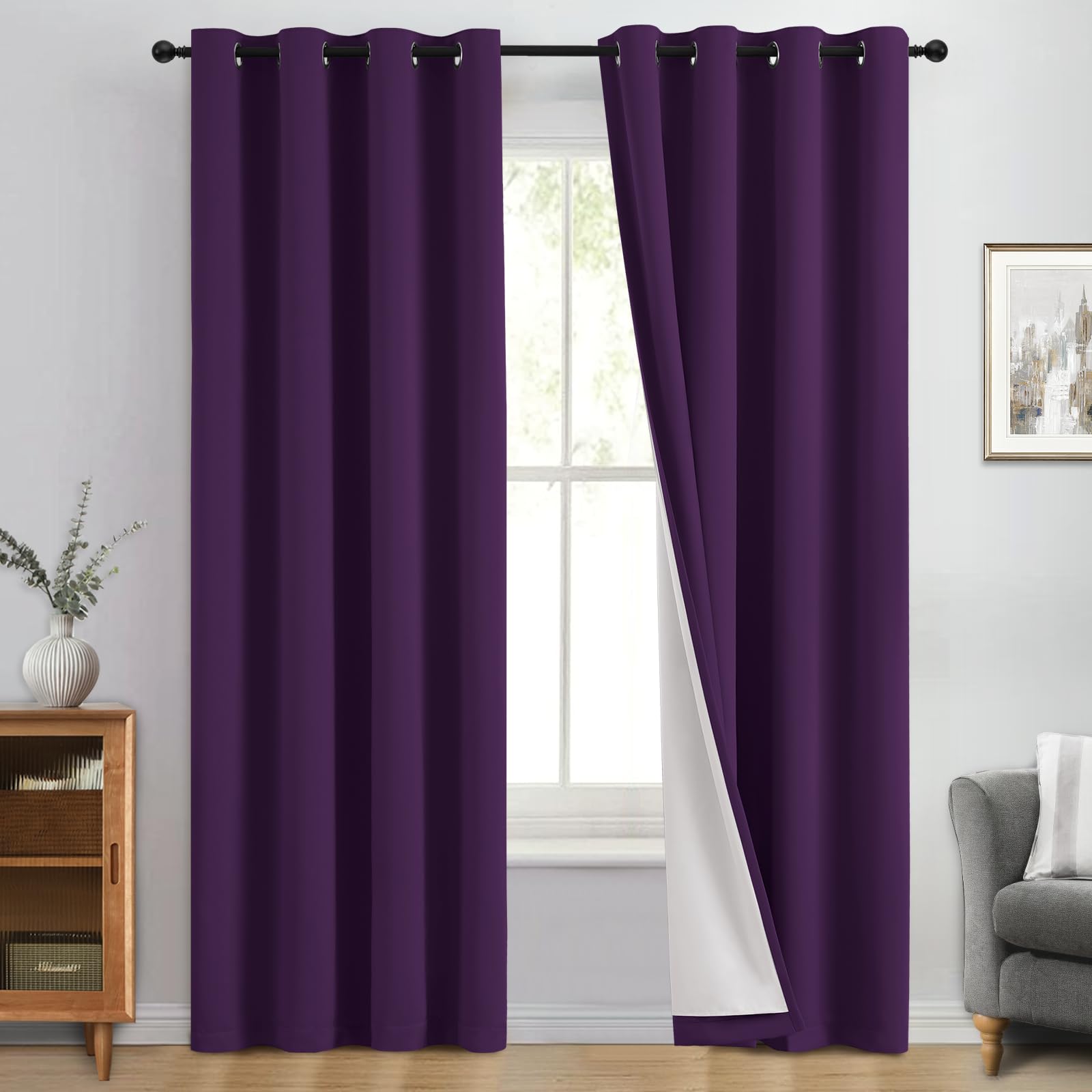 Double-Layer Thermal Blackout Curtain Panels, Pair