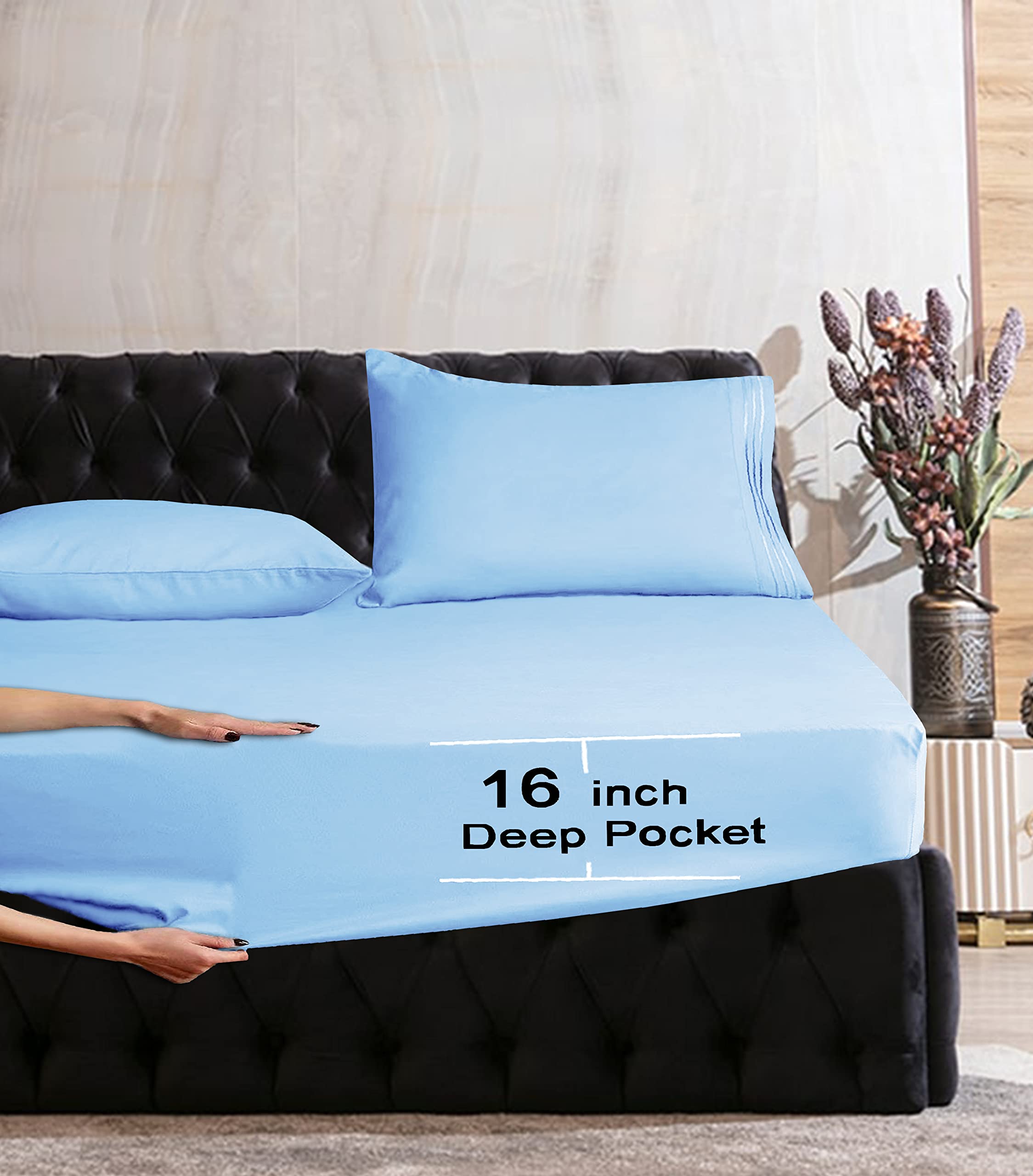 Mocassi Queen Sheet Set - Luxury Hotel 1800 Premier Bedding Sheets & Pillowcases - Ultra Soft Breathable & Cooling Bed Sheets - Deep Pocket - Wrinkle Resistant - 6 Piece Set