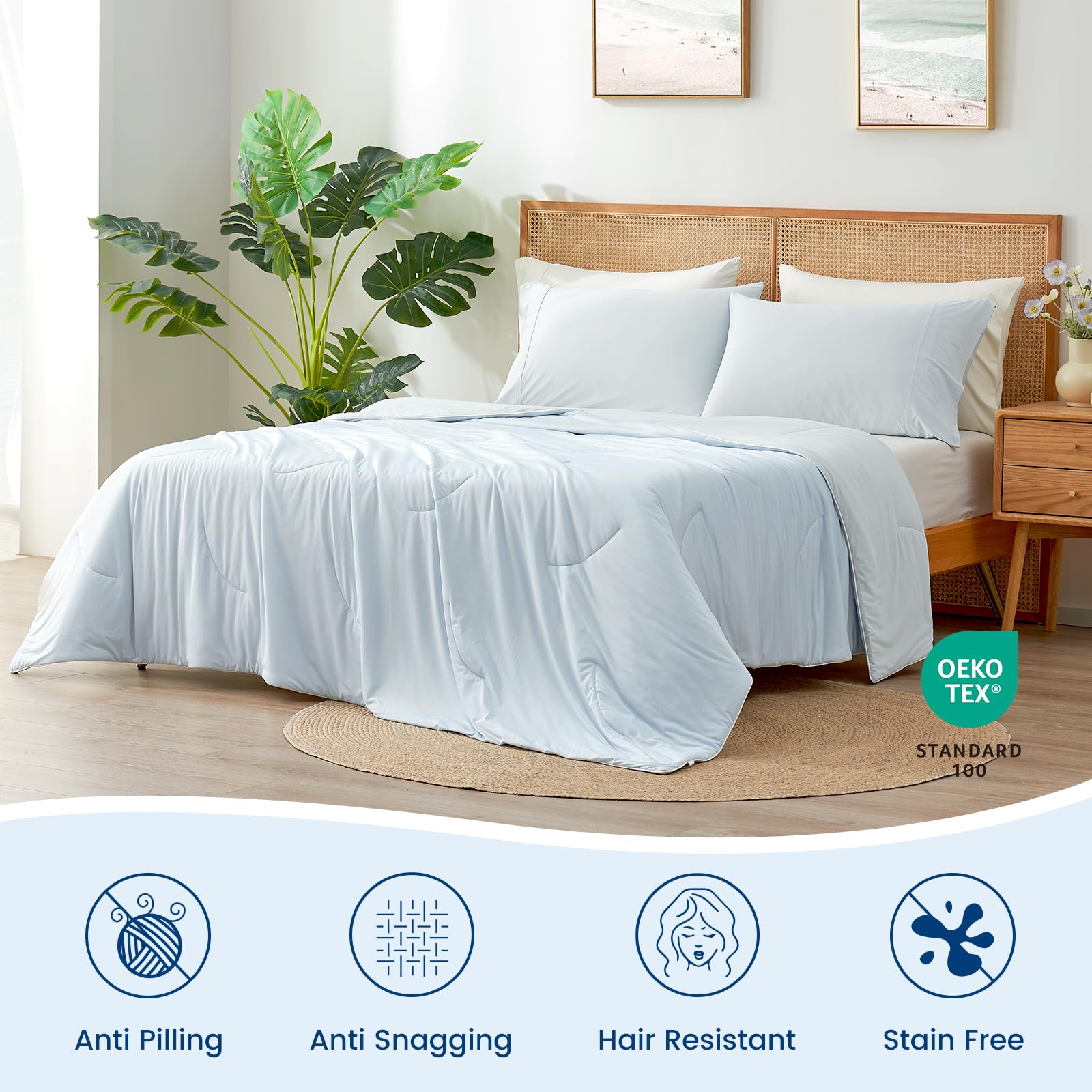 Cozy Bliss Cooling Comforter Twin Size Dual-Sided, Ultra-Soft Cooling Blankets for Hot Sleepers and Night Sweats, Breathable Lightweight Silky Smooth, Dark Grey