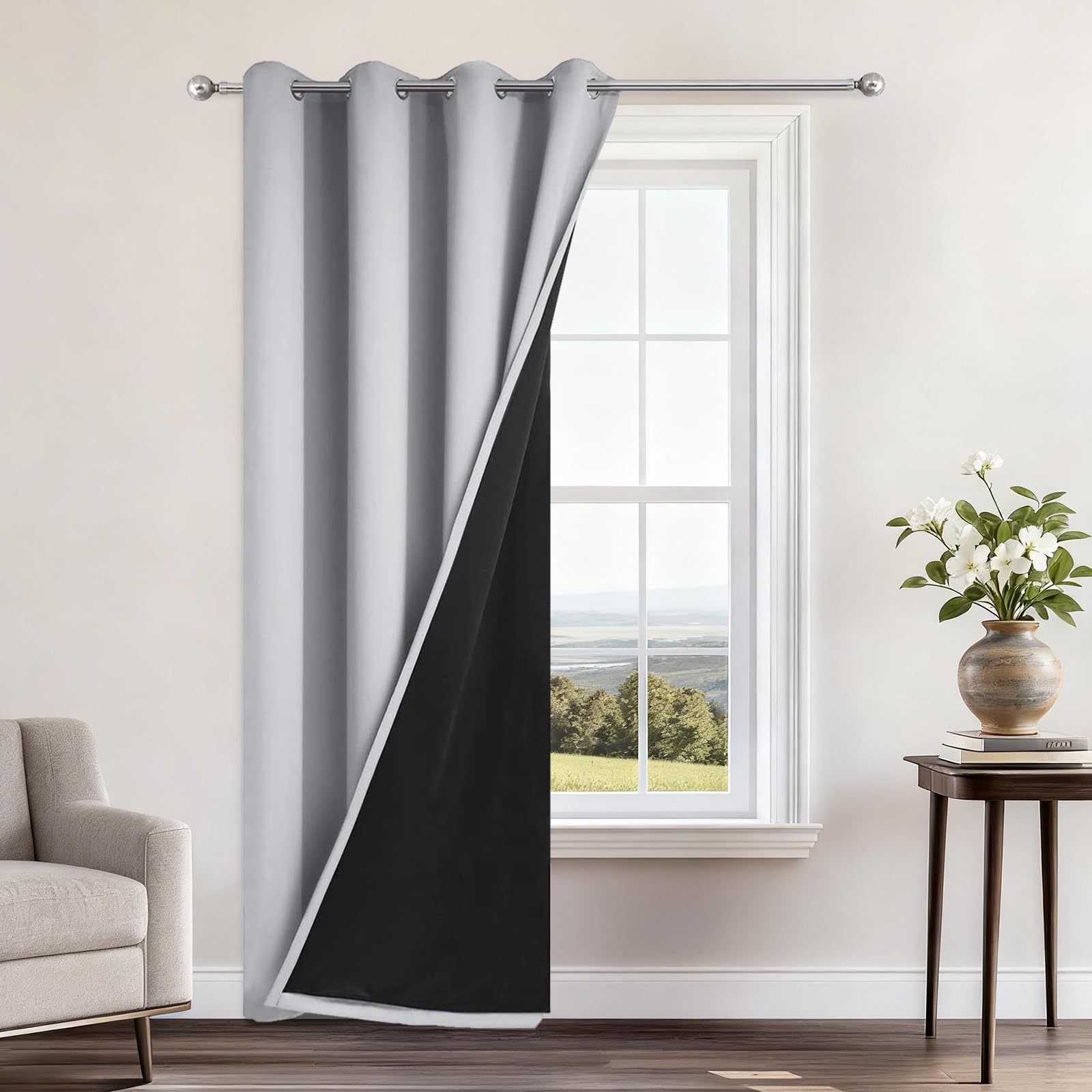 Double-Layer Thermal Blackout Curtain Panels, Pair