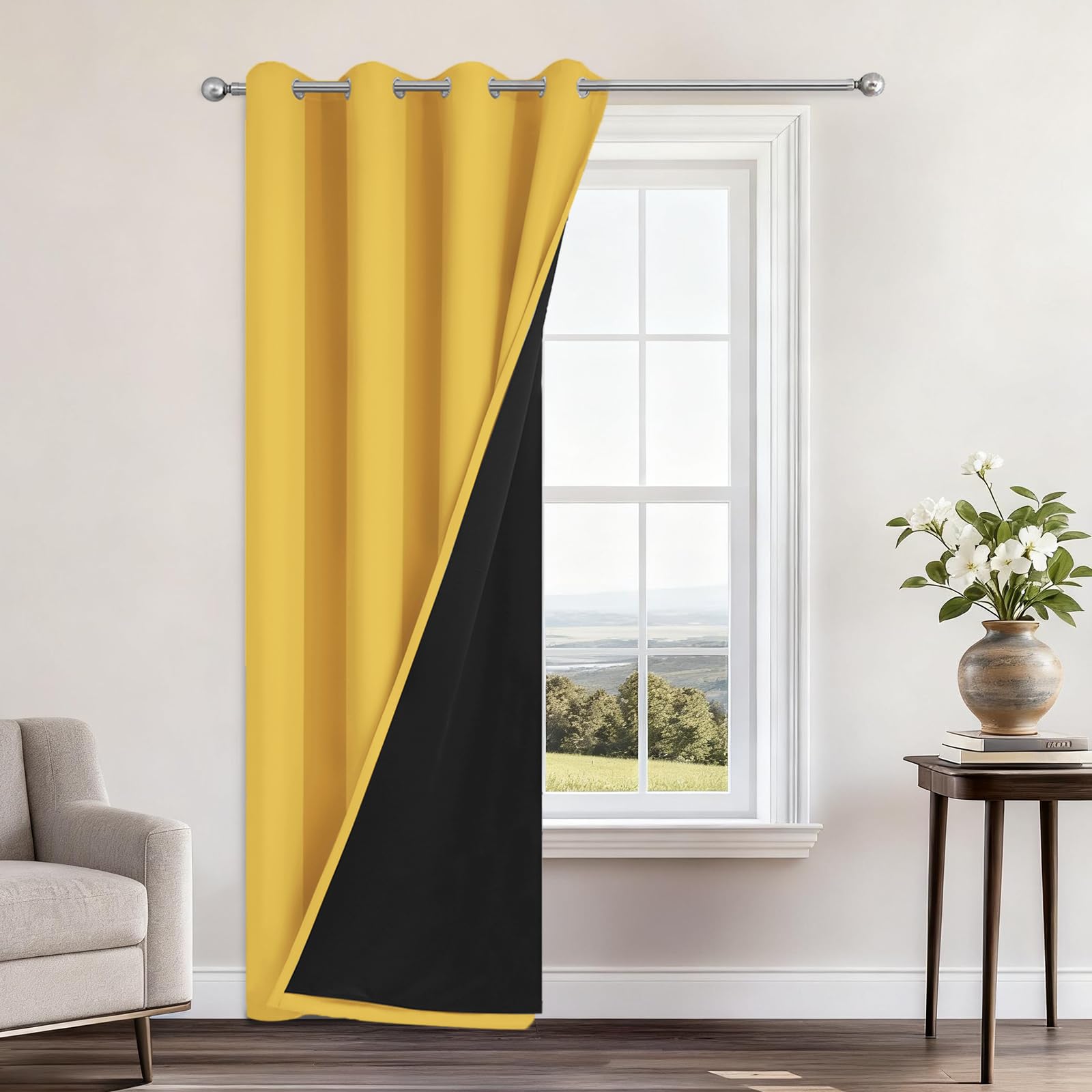 Double-Layer Thermal Blackout Curtain Panels, Pair