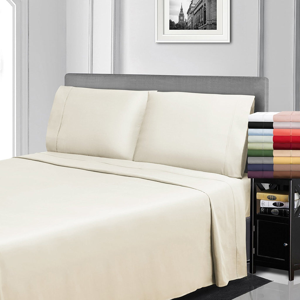 Superior Egyptian Cotton 300 Thread Count Bed Sheet Set, 1 Elastic Deep Pocket Fitted Sheet, 1 Flat Sheet, 2 Pillowcases, Soft Bedding, Luxury Sheets, Sateen Weave