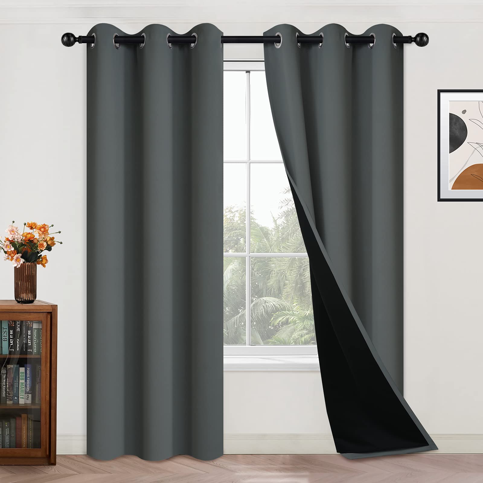 Double-Layer Thermal Blackout Curtain Panels, Pair