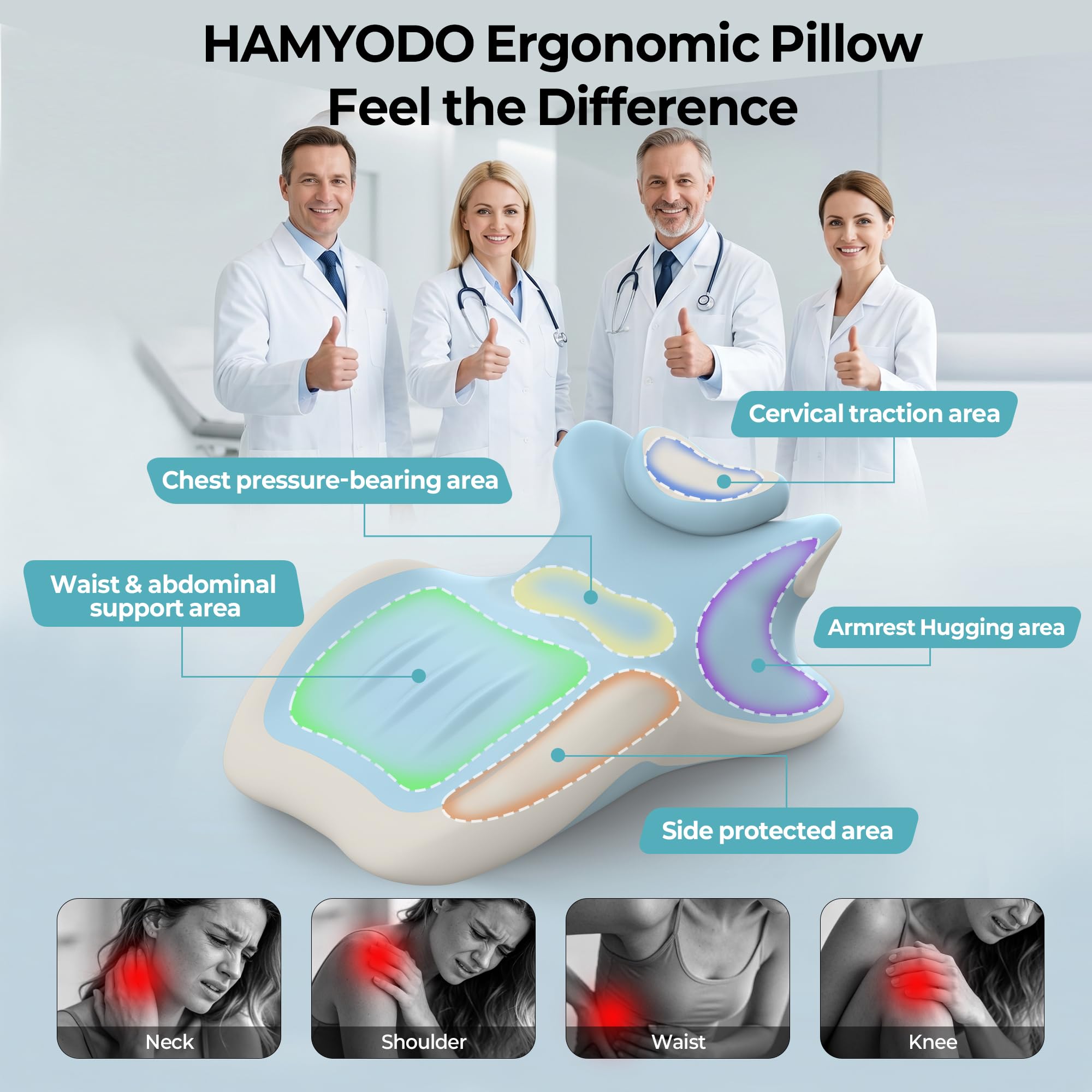 Angled Wedge Support Pillow for Neck, Back and Waist