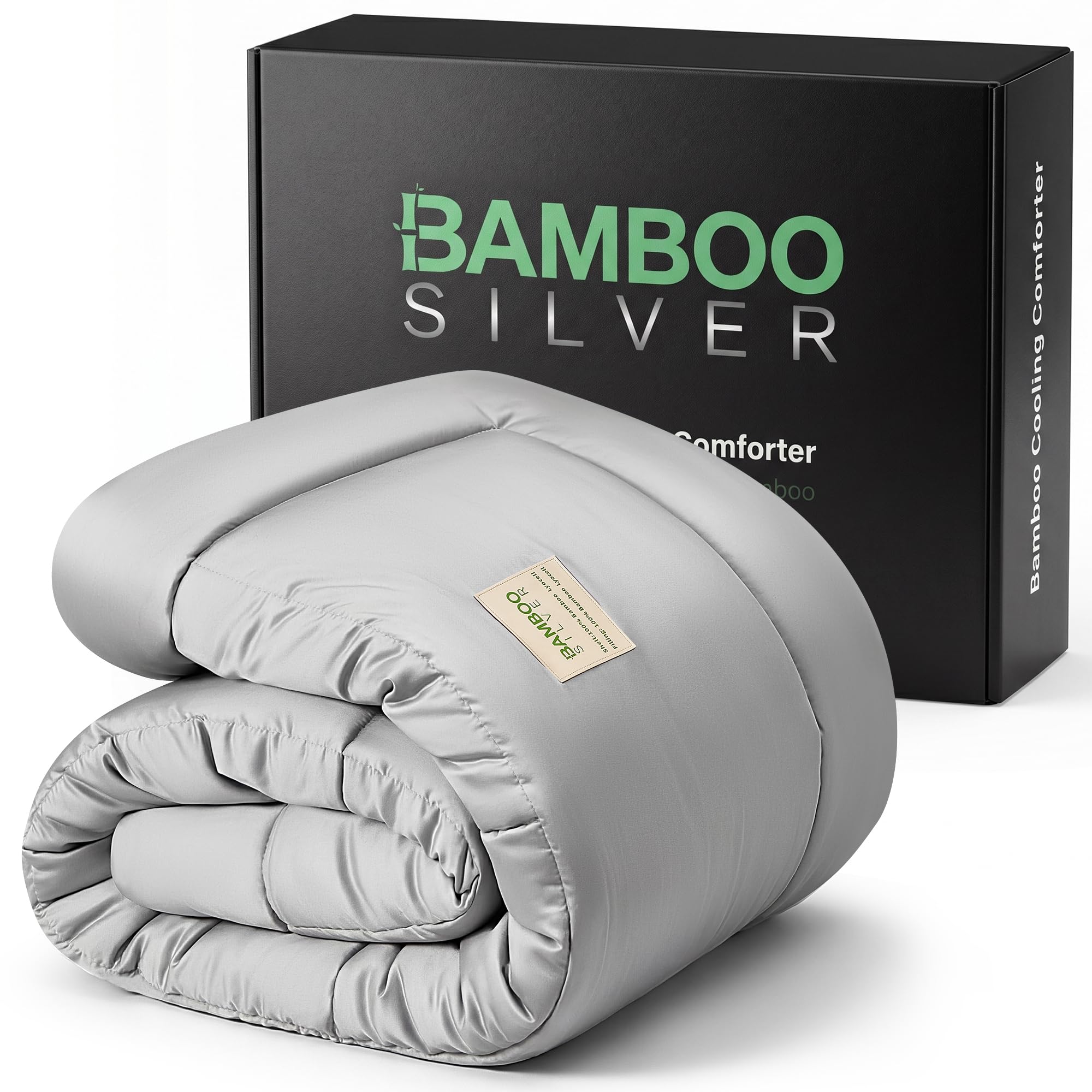 SLIVERCOOL Cooling Comforter Duvet Insert, Hypoallergenic 100% Viscose Derived from Bamboo Shell & Fill - All Season Quilted Down Alternative - Breathable Comforter for Hot Sleepers
