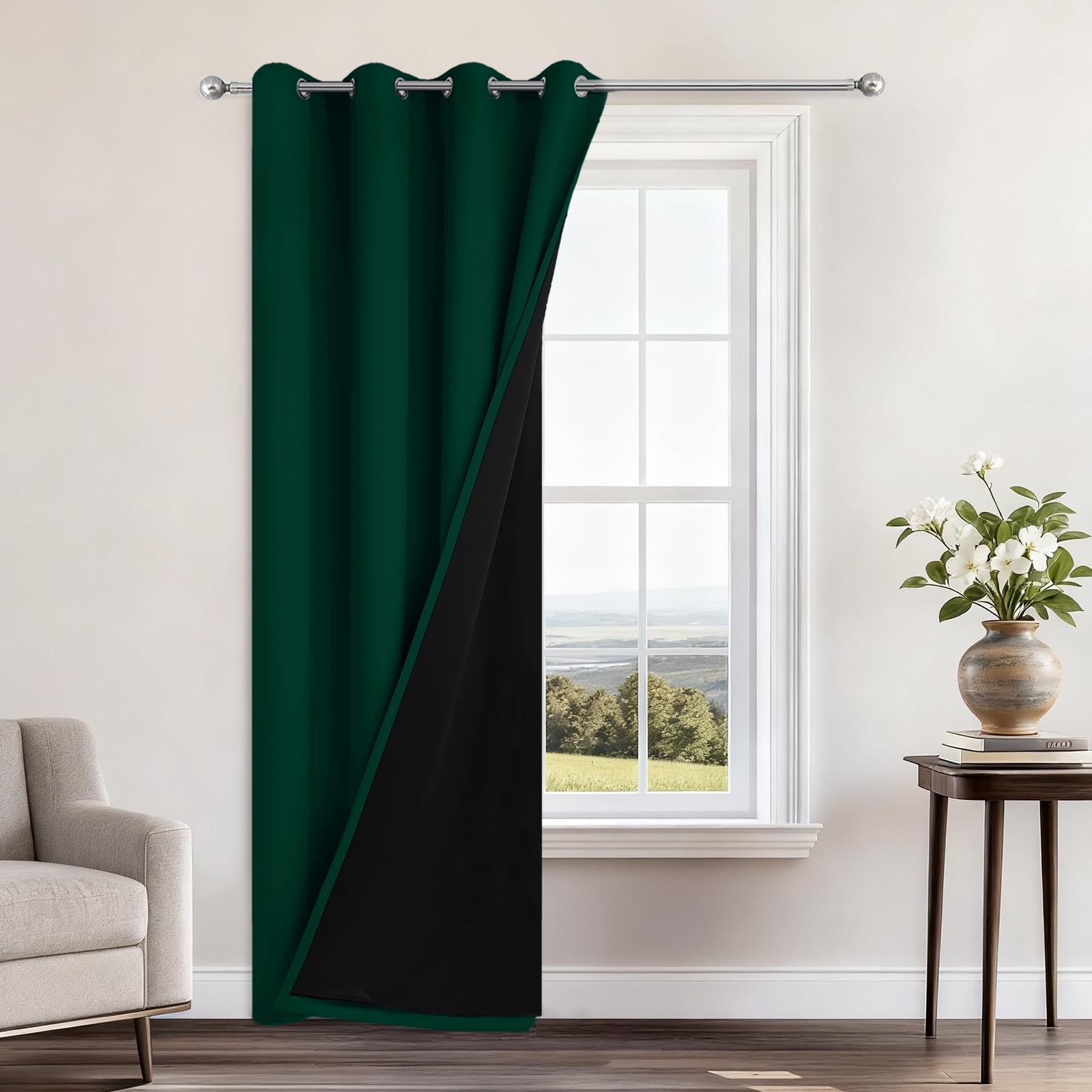 Double-Layer Thermal Blackout Curtain Panels, Pair