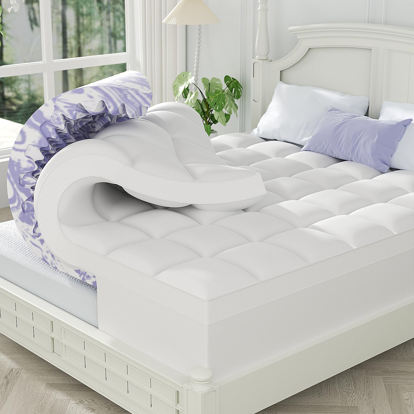 Dual-Layer Memory Foam Mattress Topper, 4-Inch