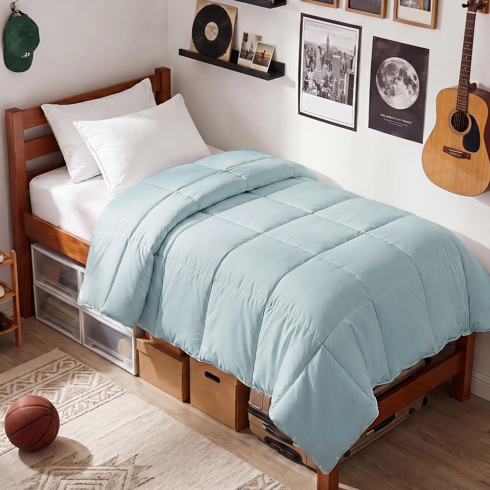 EASELAND Down Alternative Comforter - Quilted Duvet Insert for All Seasons, Soft Lightweight with Corner Tabs, Summer Winter Warm Bedding