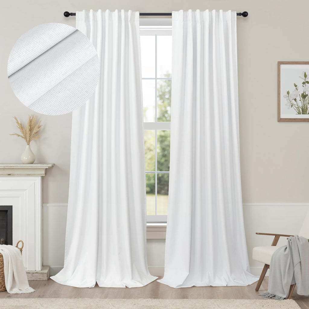 Faux Linen Thermal Blackout Curtains for Bedroom