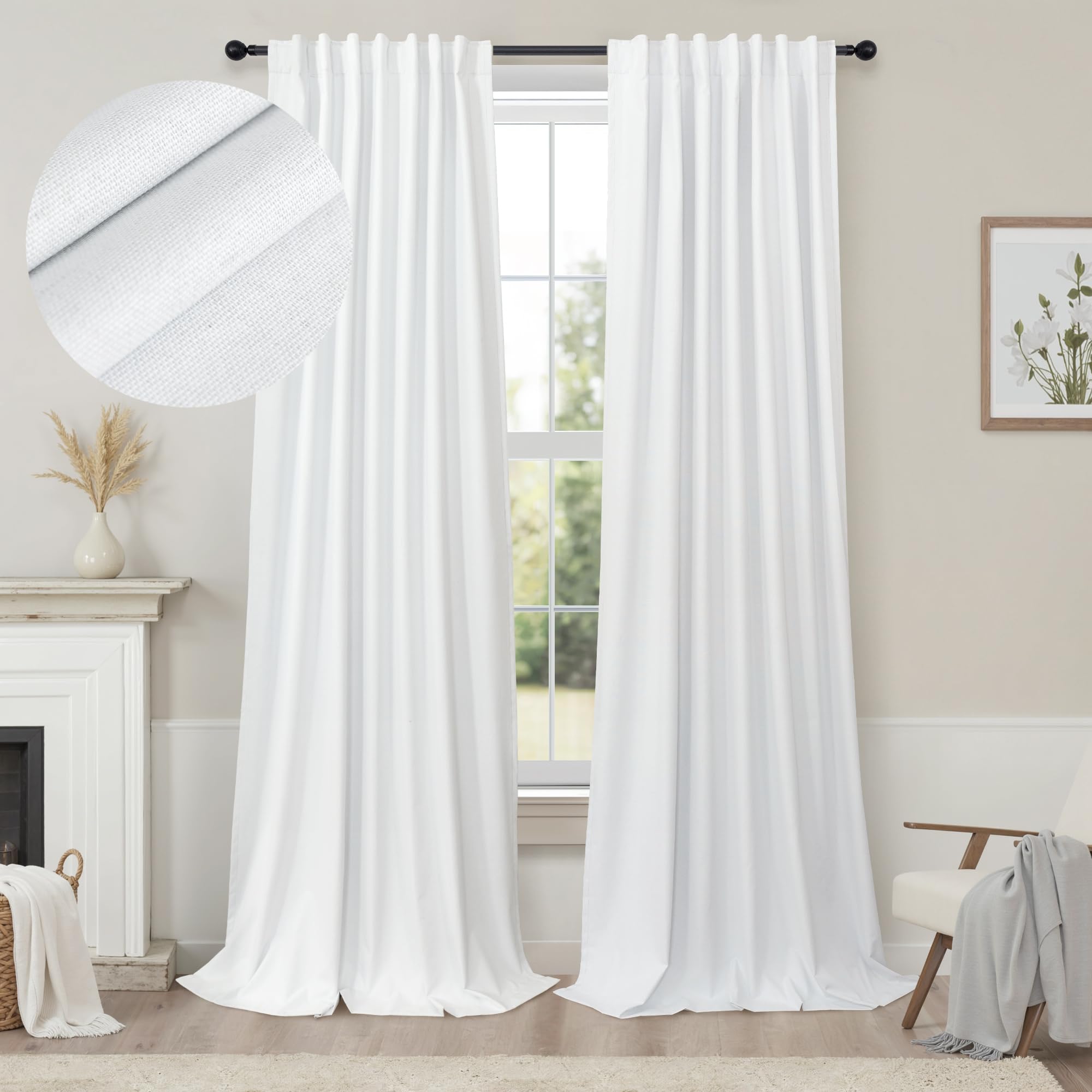 Faux Linen Thermal Blackout Curtains for Bedroom