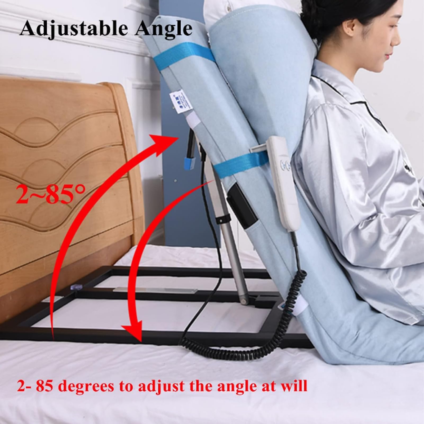 TREEYX Electric Lifting Bed Backrest, Support Pillow Lifter with Electric Pump System for Neck, Head and Lumbar Support, Back Aid for Sit-ups, for Bedroom Reading, Aid for Elderly