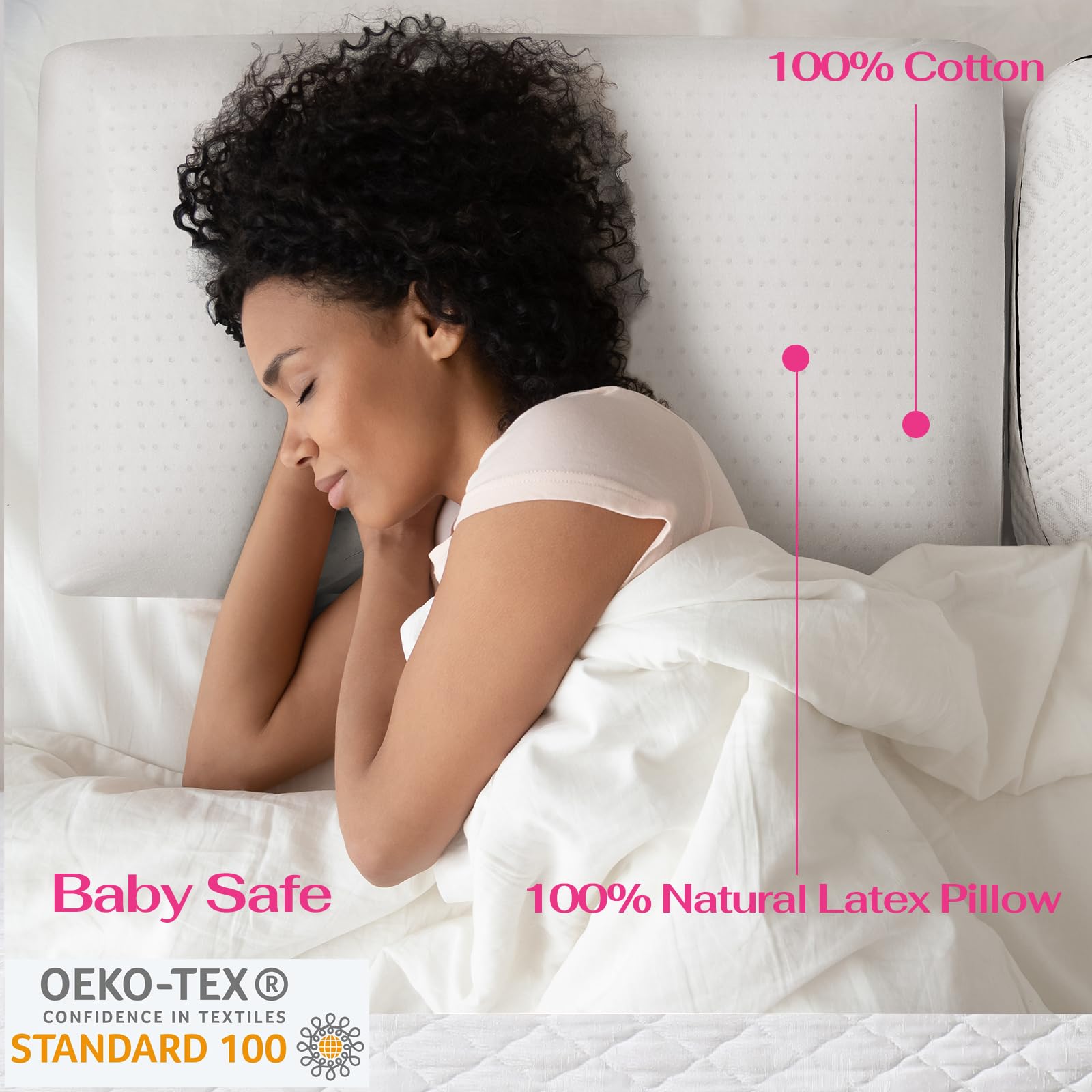 Natural Talalay Latex Pillow with Cotton Cover