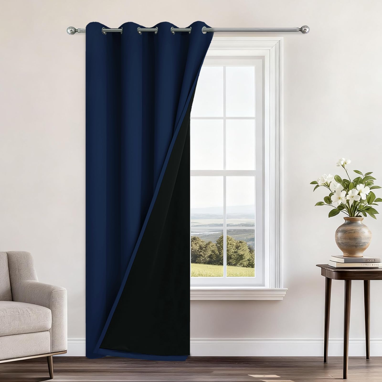 Double-Layer Thermal Blackout Curtain Panels, Pair