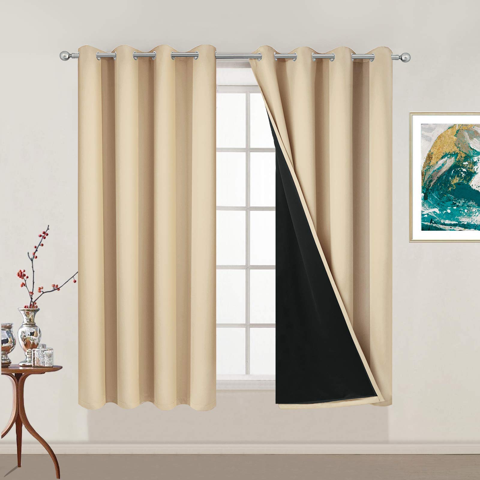 Double-Layer Thermal Blackout Curtain Panels, Pair