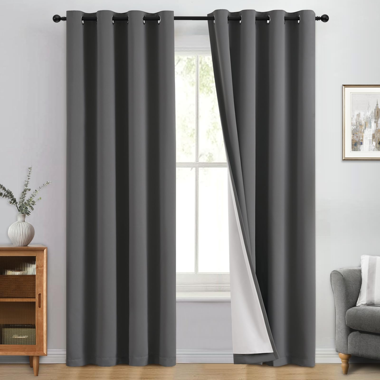 Double-Layer Thermal Blackout Curtain Panels, Pair
