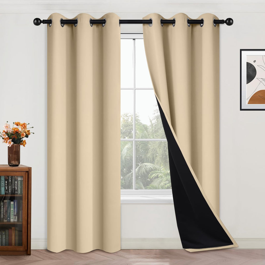 Double-Layer Thermal Blackout Curtain Panels, Pair