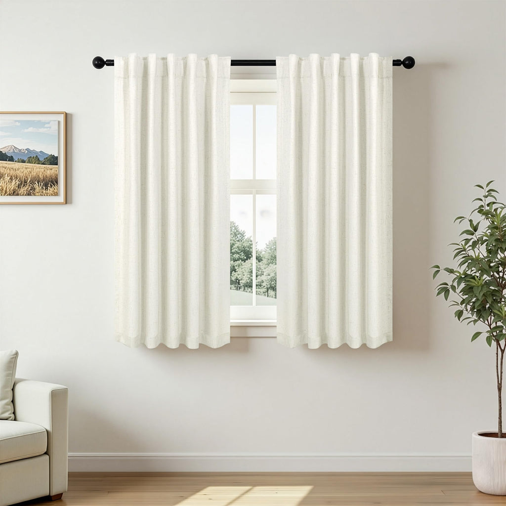 Faux Linen Thermal Blackout Curtains for Bedroom