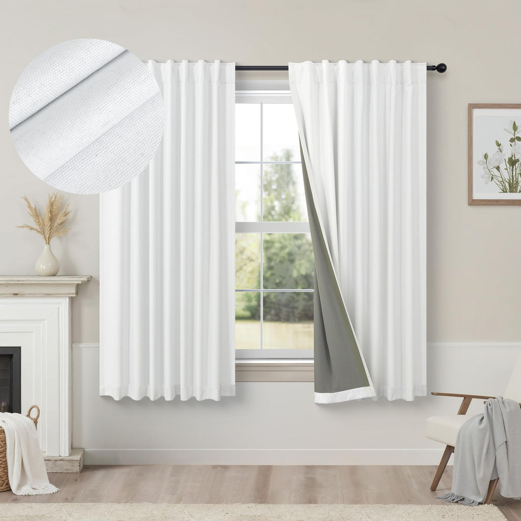 Faux Linen Thermal Blackout Curtains for Bedroom