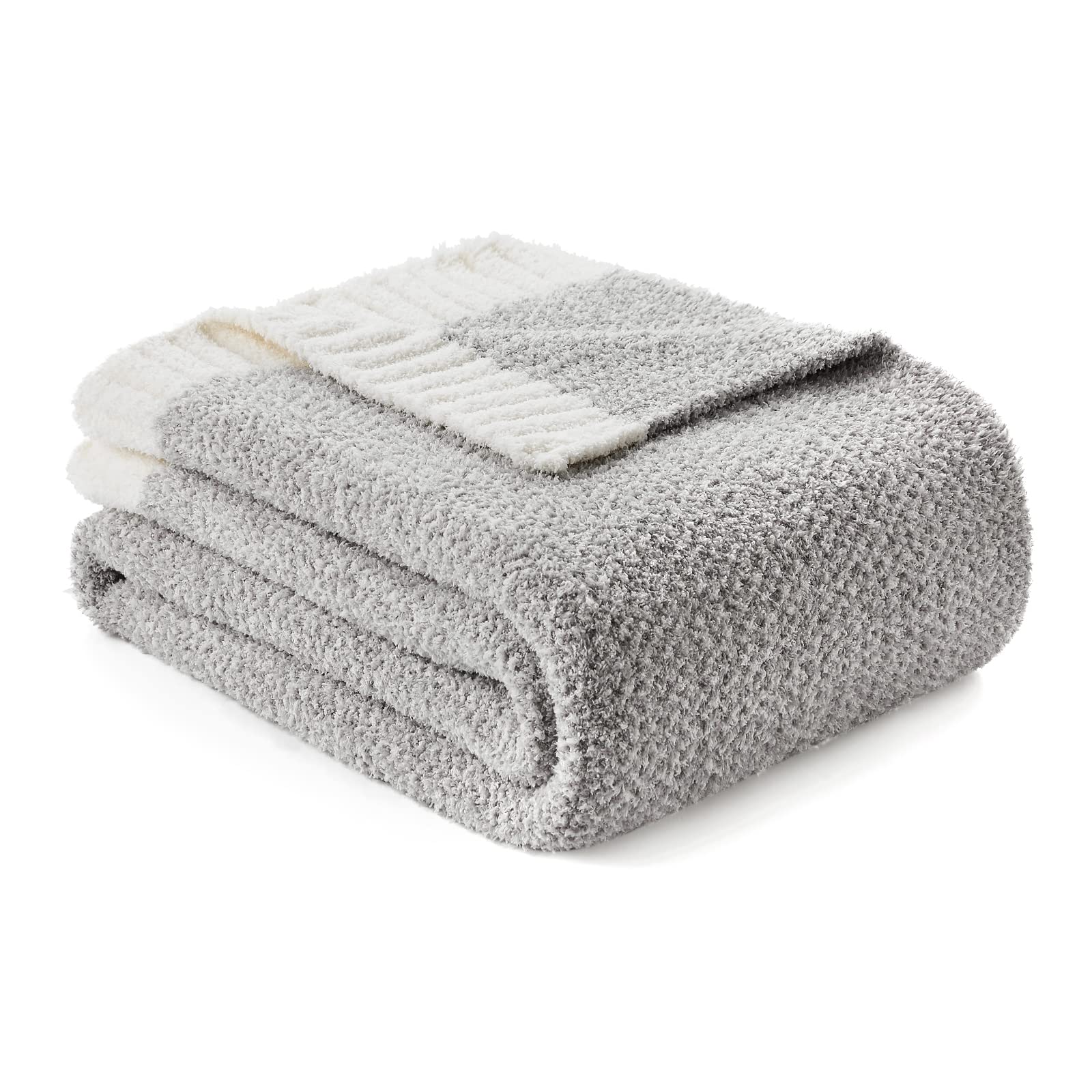 Snuggle Sac Heather Throw Blanket for Couch, Reversible Super Soft Blankets Warm Cozy Knit Fuzzy Plush Lightweight for Sofa, Bed, Camping, Picnic