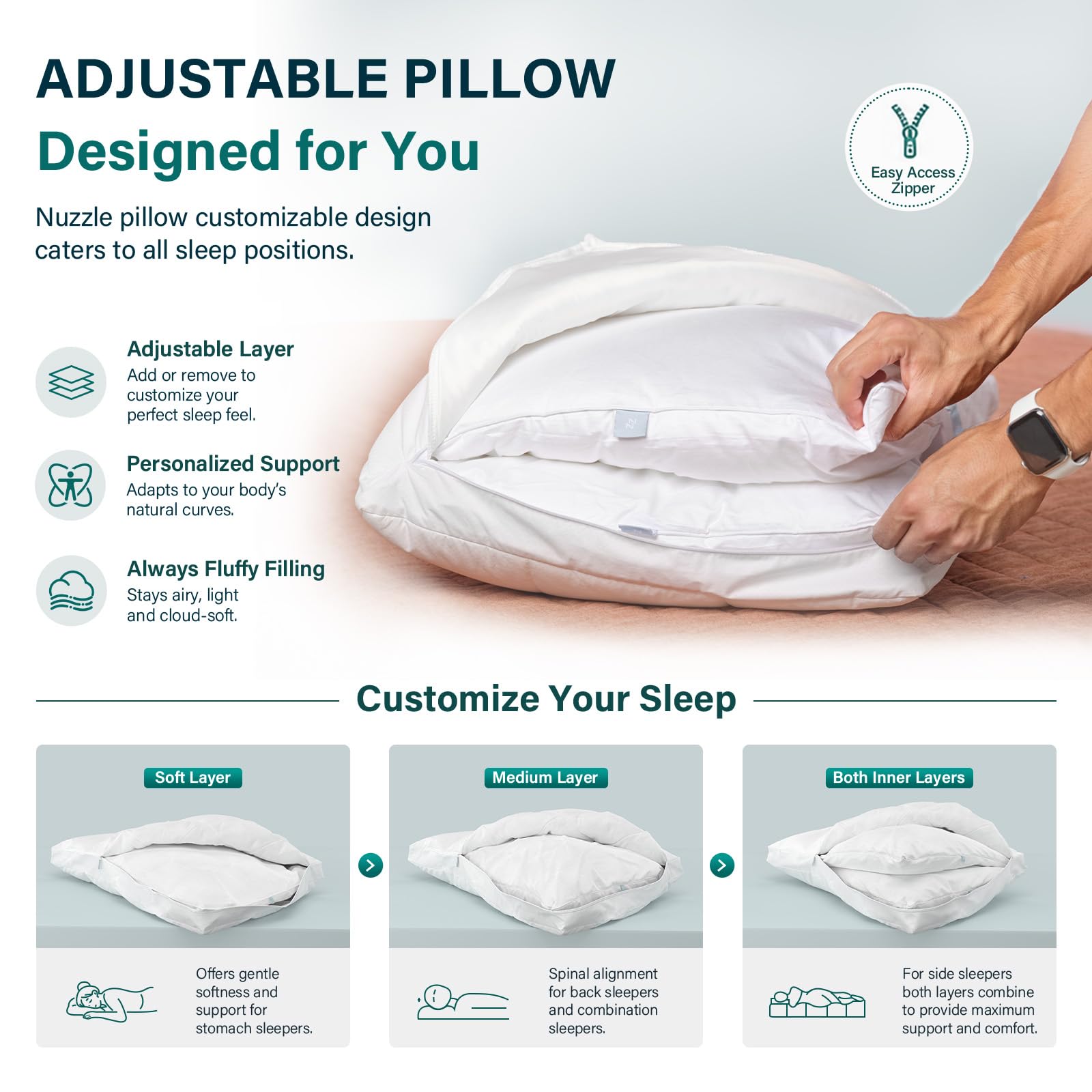 Adjustable Luxury Hotel-Style Neck Support Pillow