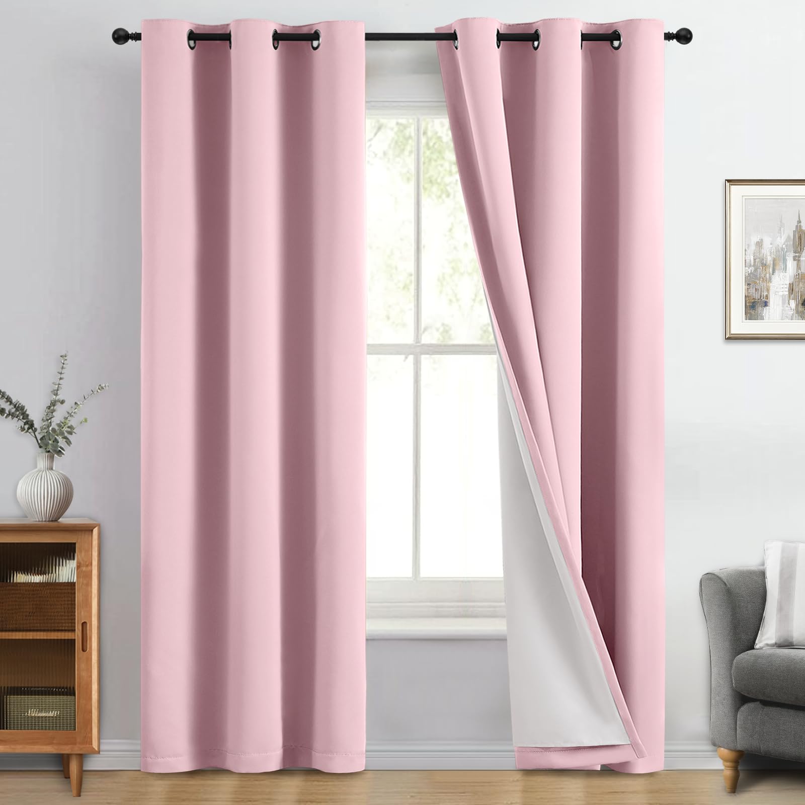 Double-Layer Thermal Blackout Curtain Panels, Pair