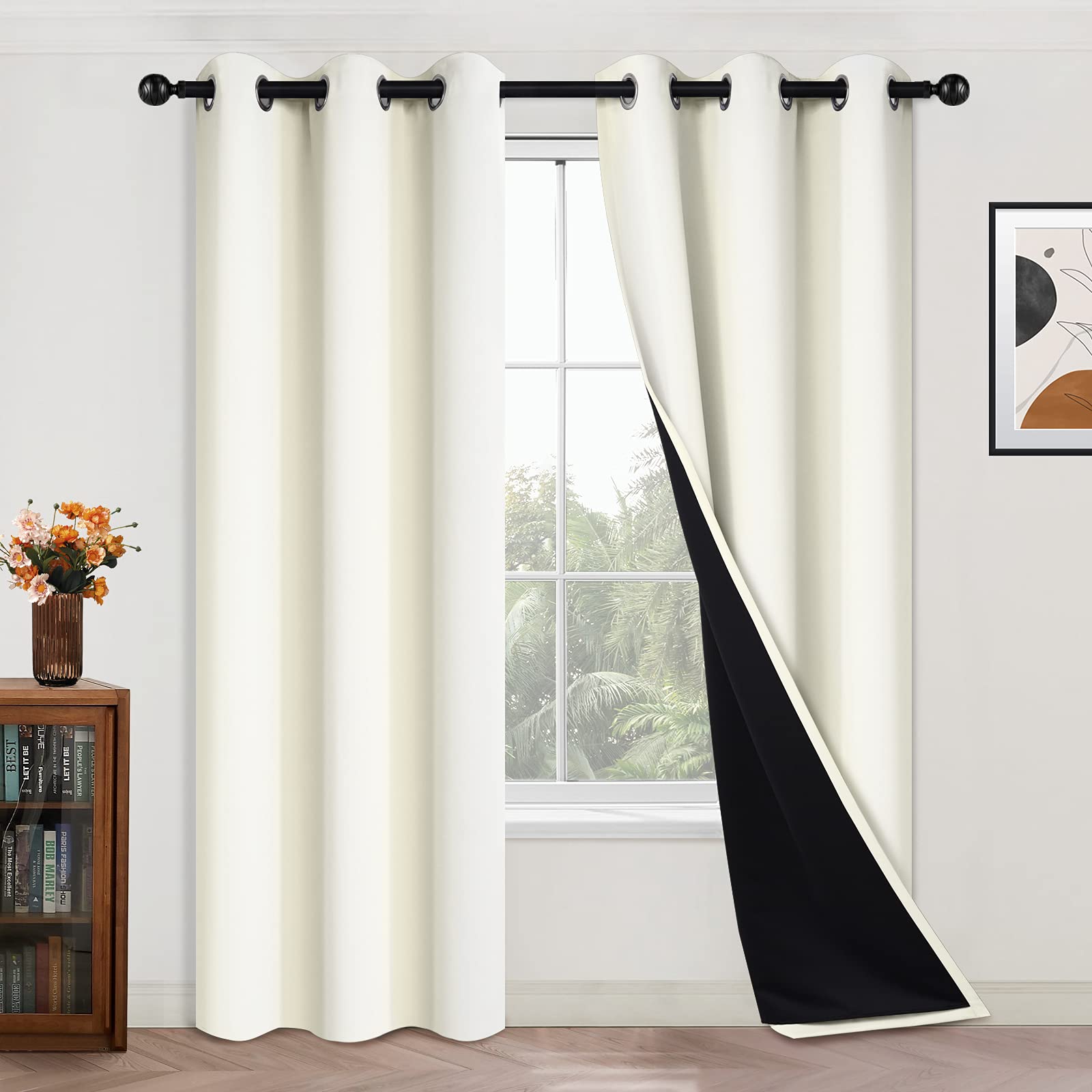 Double-Layer Thermal Blackout Curtain Panels, Pair