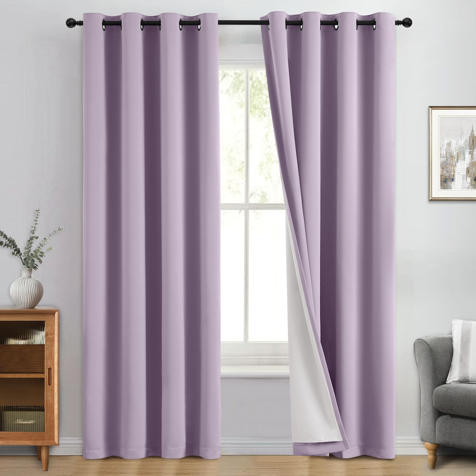 Double-Layer Thermal Blackout Curtain Panels, Pair