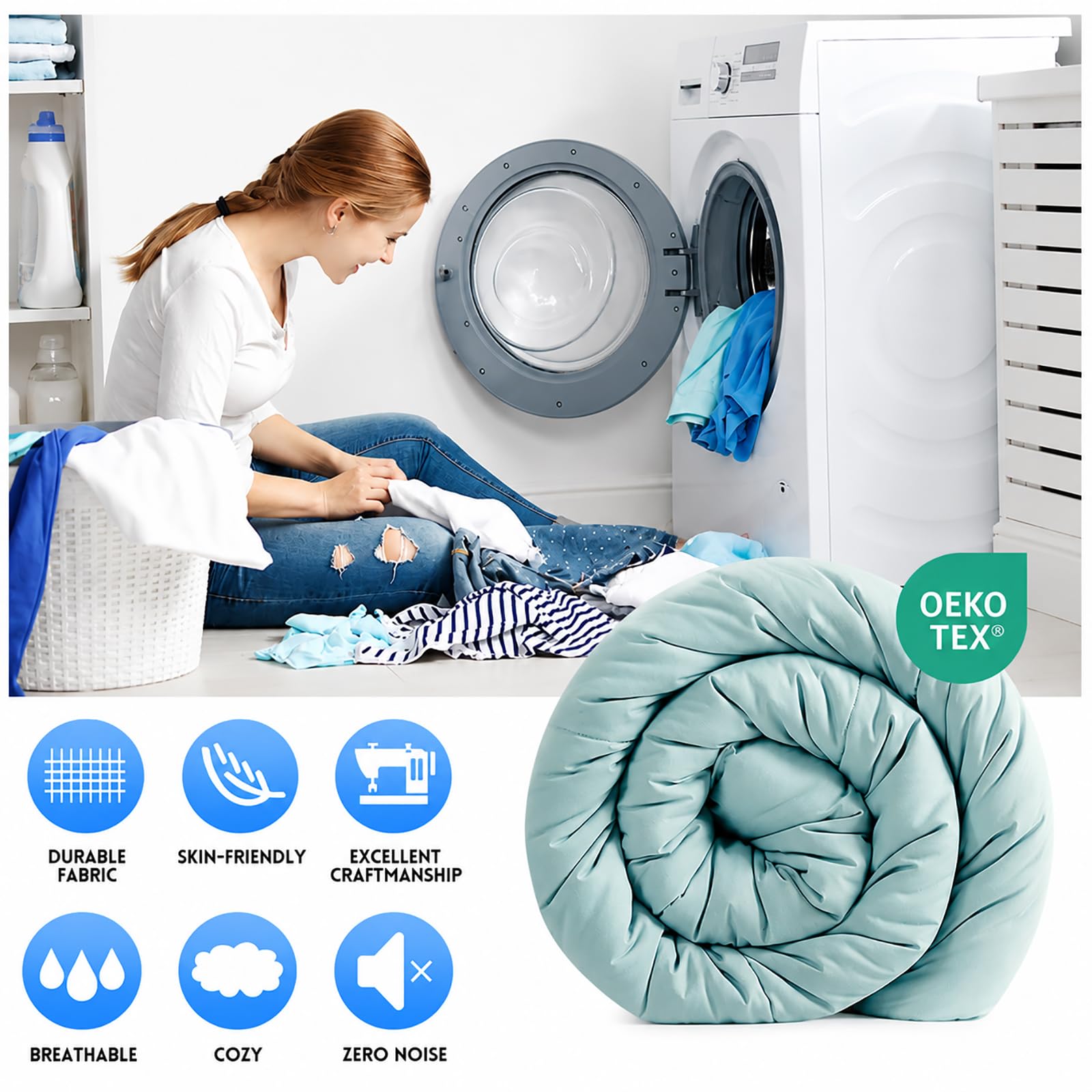 EASELAND Down Alternative Comforter - Quilted Duvet Insert for All Seasons, Soft Lightweight with Corner Tabs, Summer Winter Warm Bedding