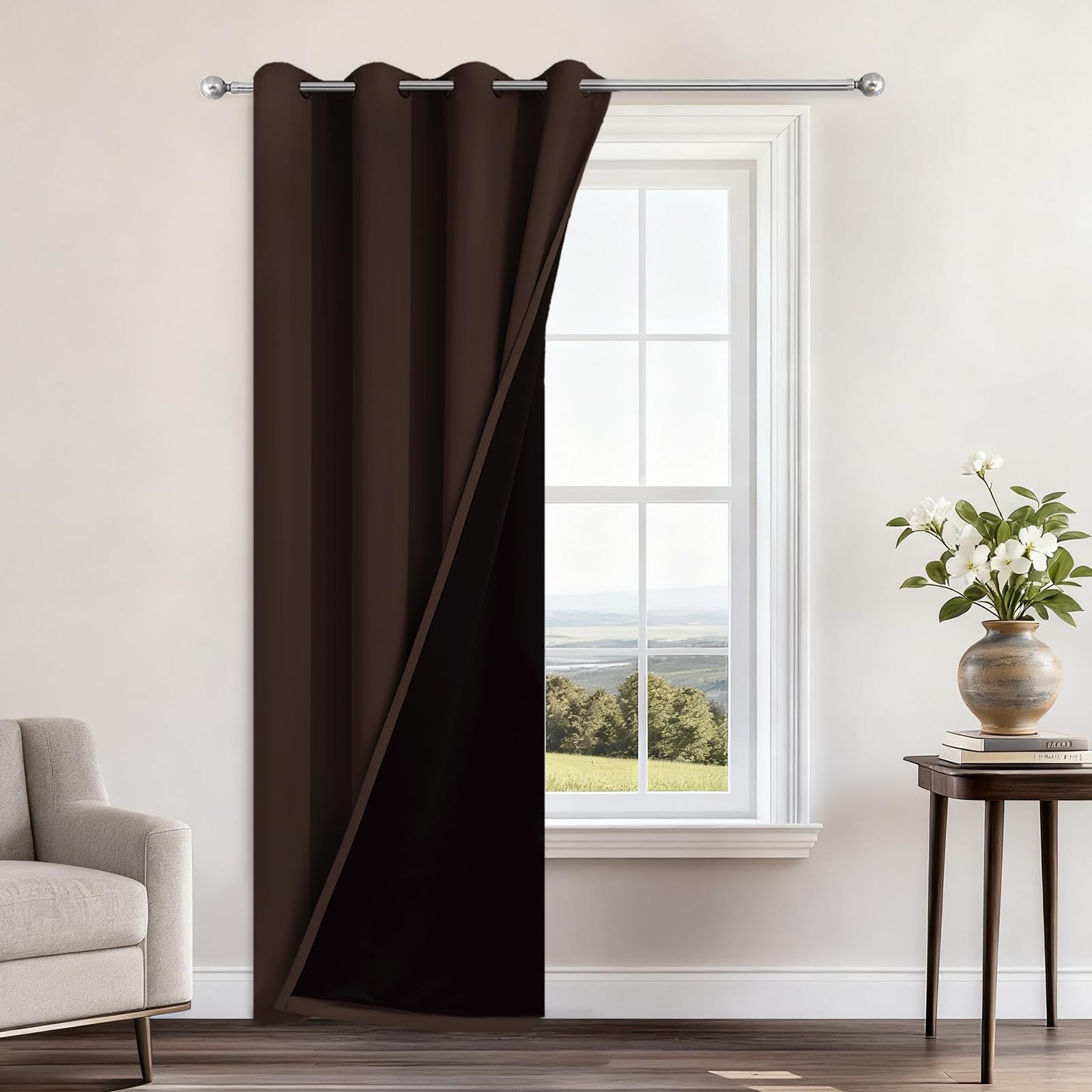 Double-Layer Thermal Blackout Curtain Panels, Pair