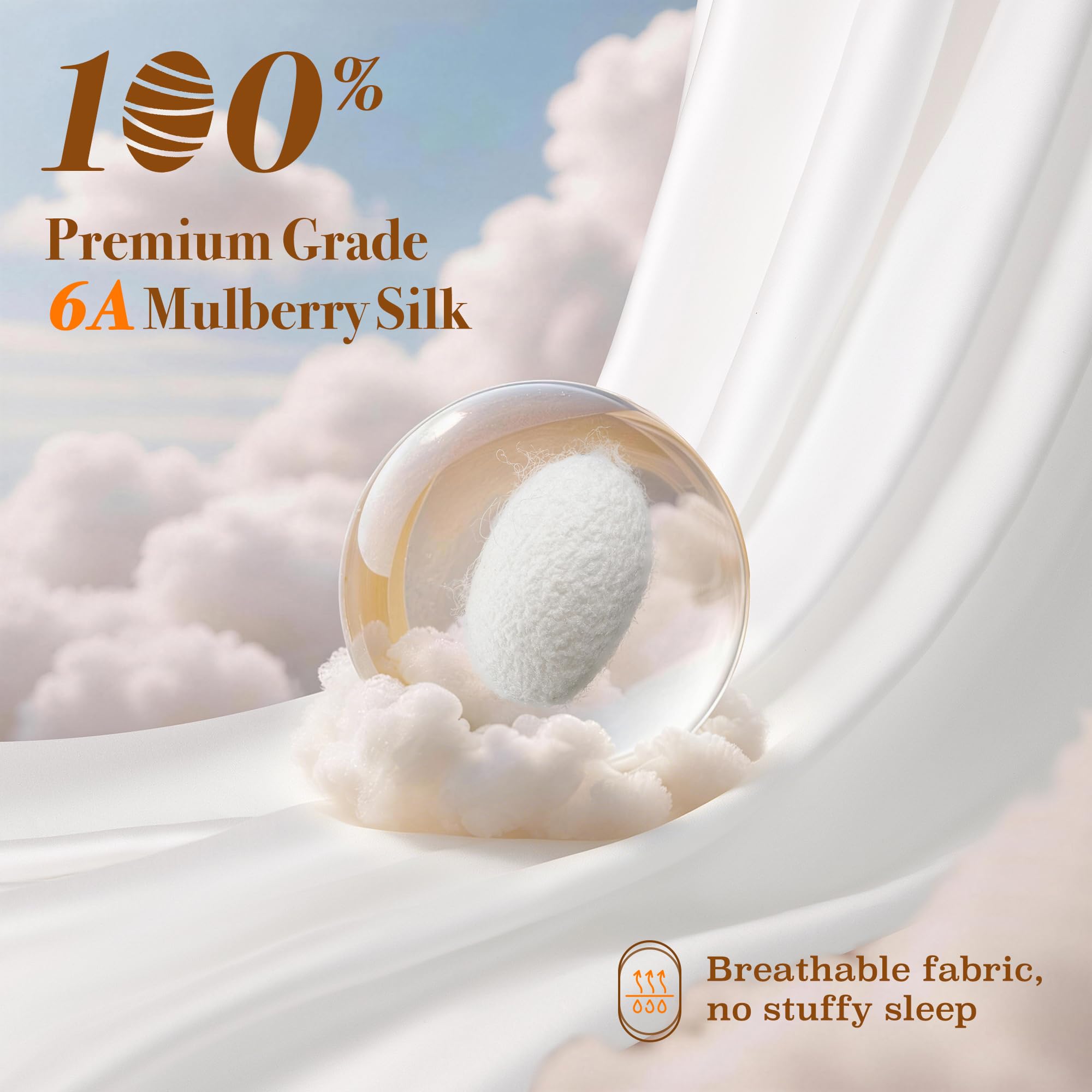 LBRO2M 100% Mulberry Silk Satin Sheet Set 6A 16" Deep Pocket